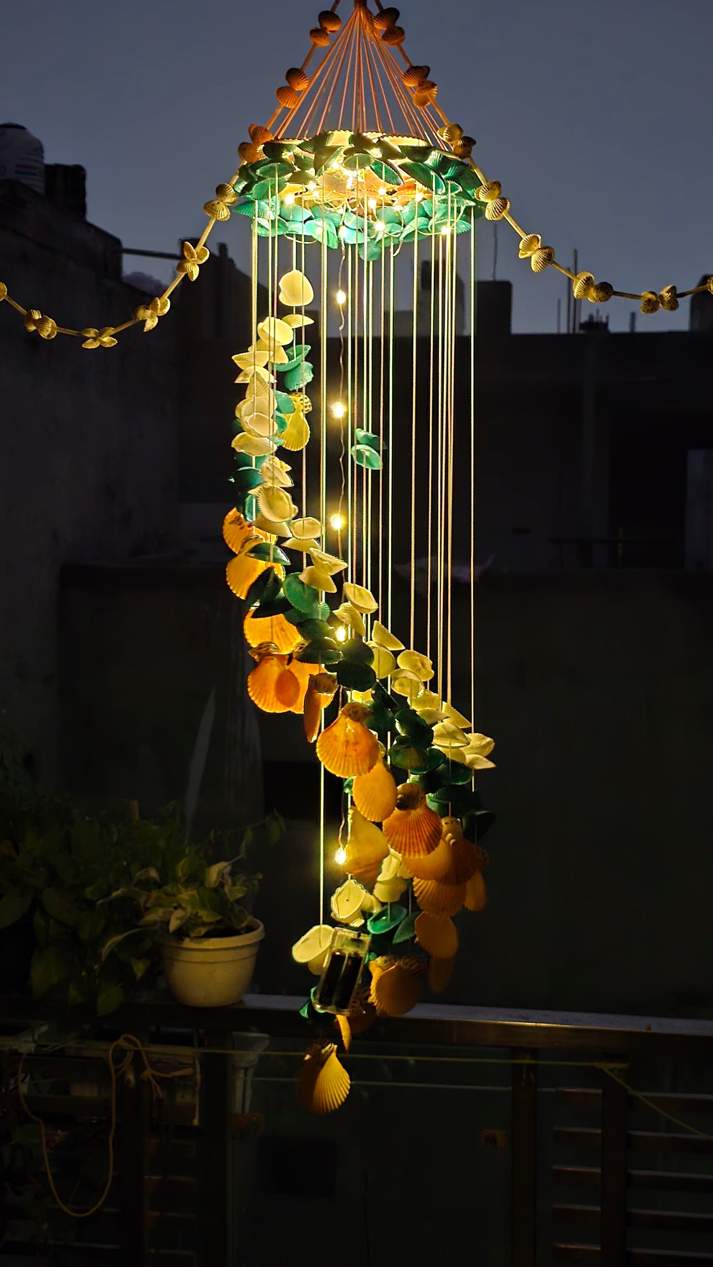 Illuminated Coastal Hanging Decor with Soft Ambient Glow - Shellkrafts