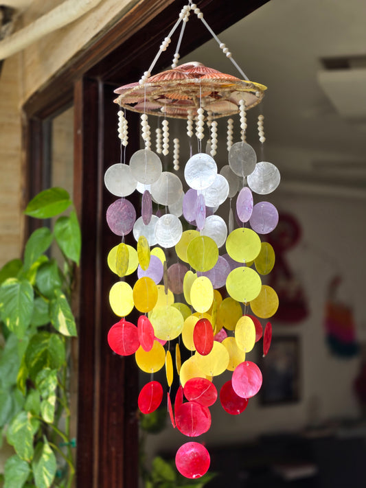 Bohemian Capiz Shell Wind Chime – Multicolor windchime for Balcony & Home Décor - Shellkrafts