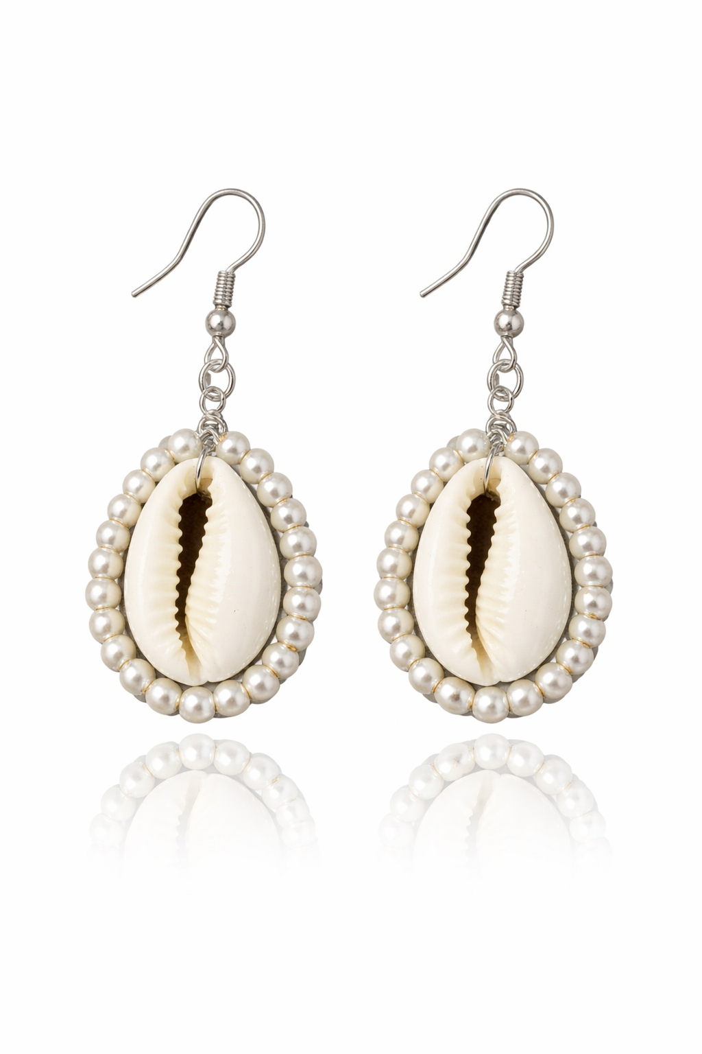 Cowrie Shell & Pearl Drop Earrings for Women - Shellkrafts