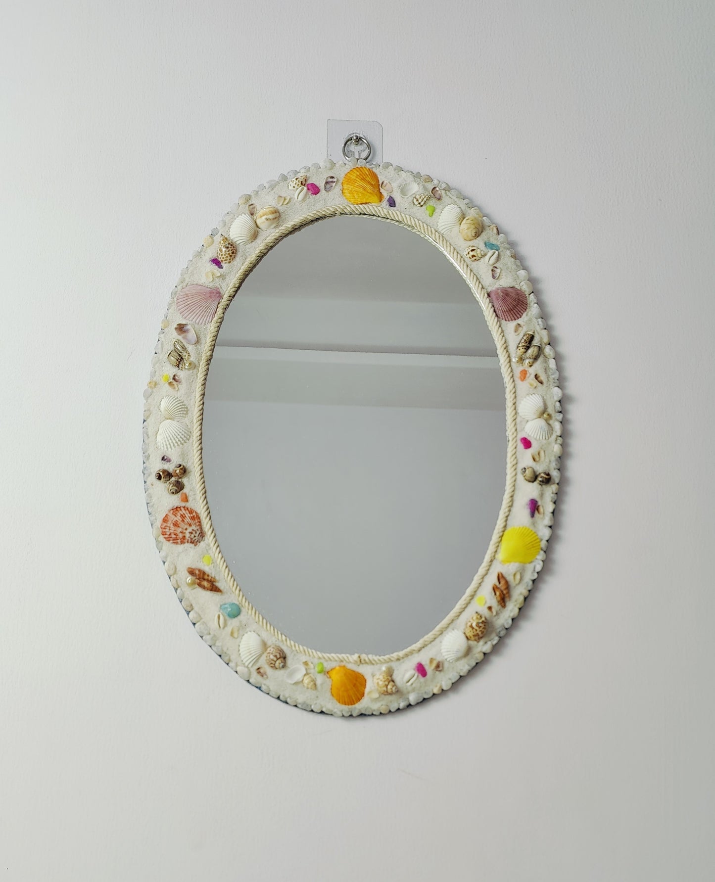 Costal sea shell Mirror-Handcrafted with white sand 16x22inch