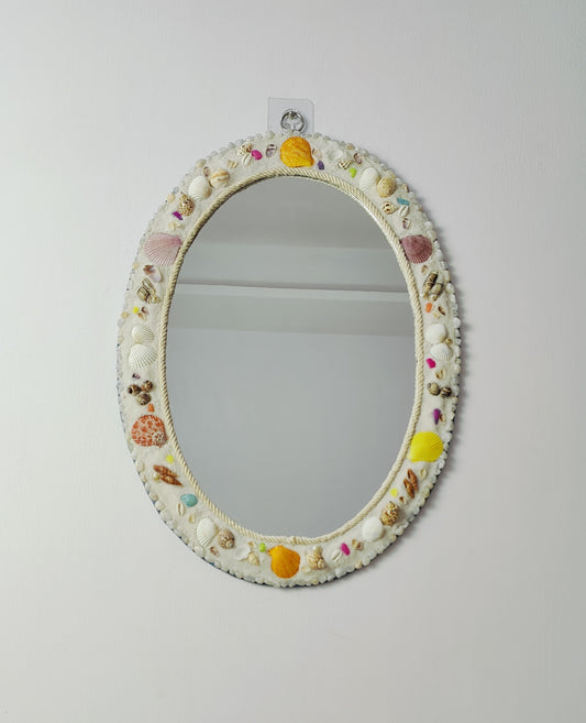 Costal sea shell Mirror-Handcrafted with white sand 16x22inch - Shellkrafts