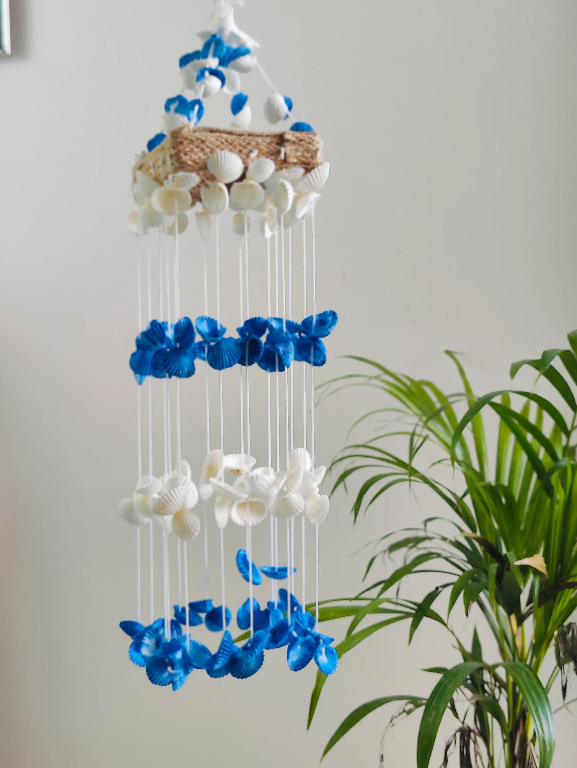 Blue Mini Sea shell Hanger for Home decor 15inch - Shellkrafts