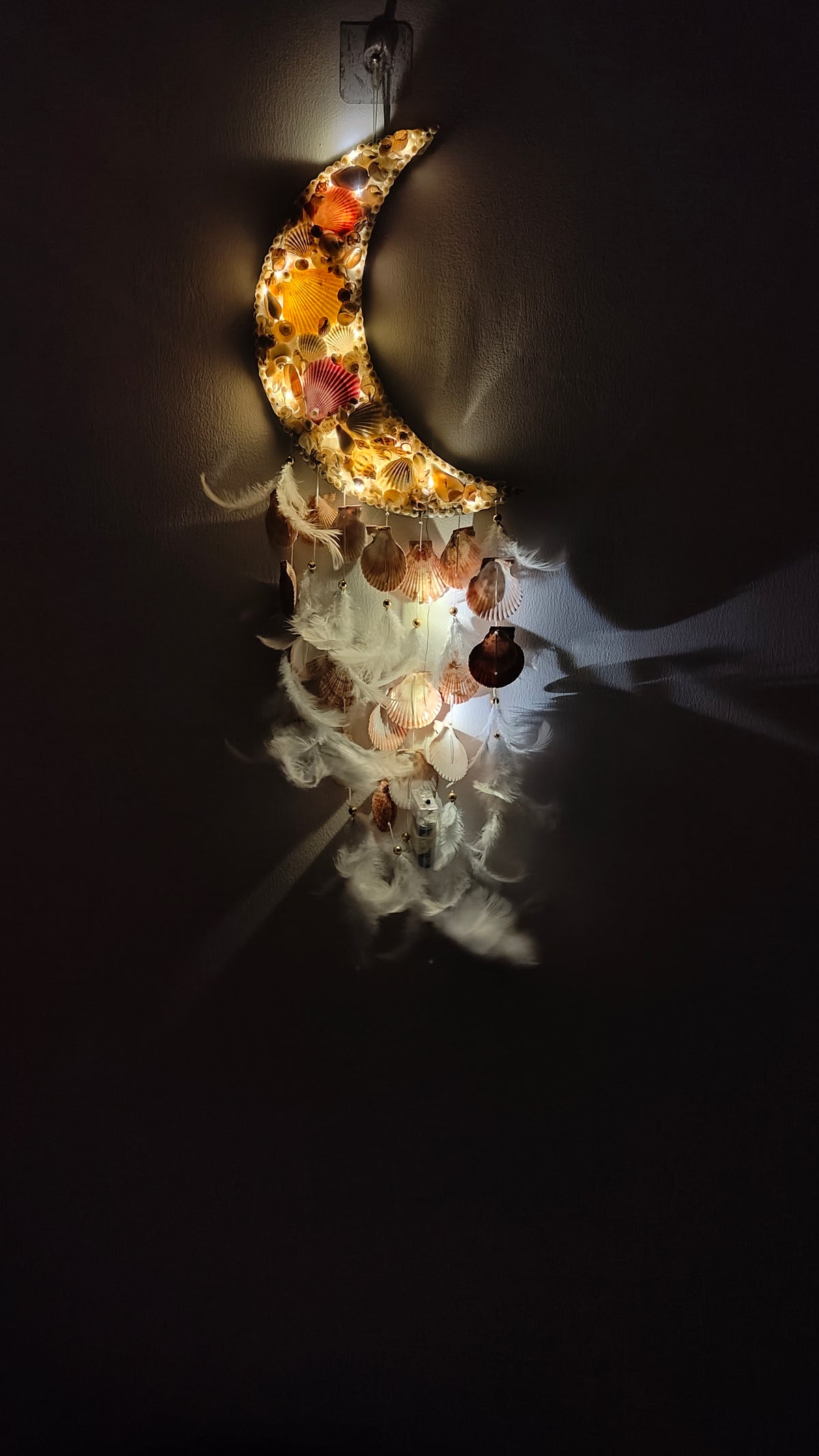 Crescent LED Moon Catcher 28 inch - Shellkrafts