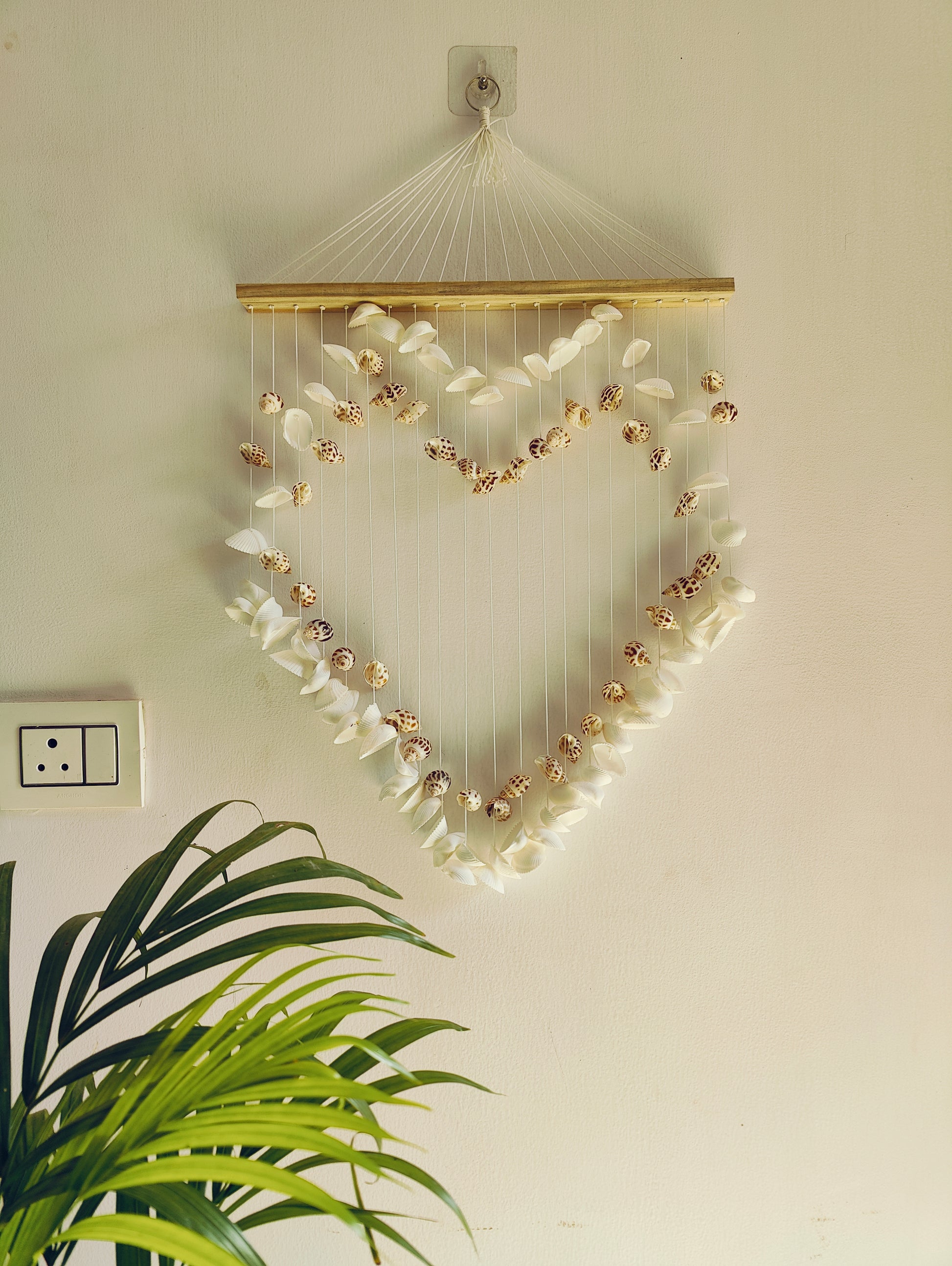 Heart-Shaped Sea Shell Wall Hanging – Coastal Boho Decorative Accent - Shellkrafts