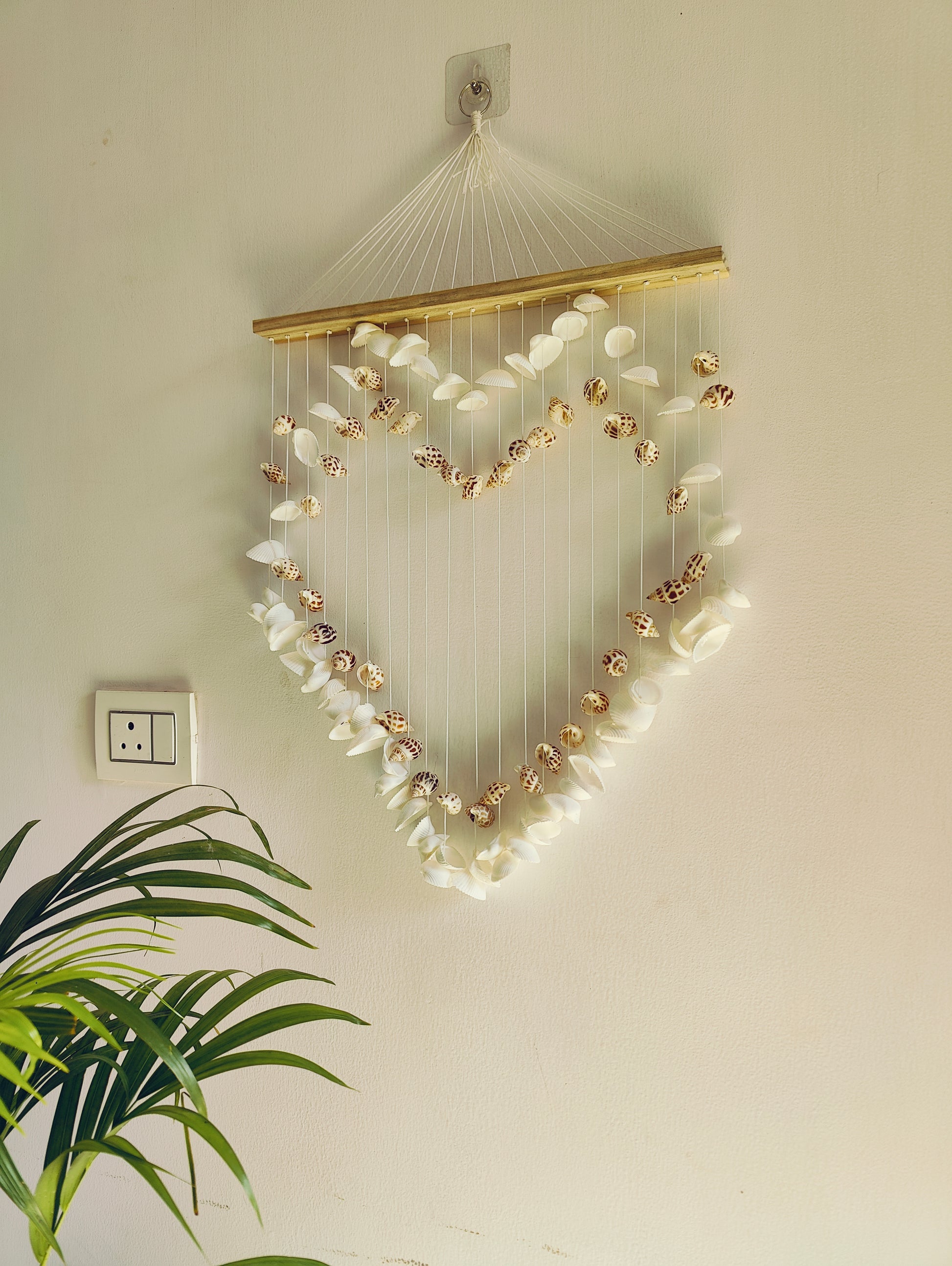 Heart-Shaped Sea Shell Wall Hanging – Coastal Boho Decorative Accent - Shellkrafts