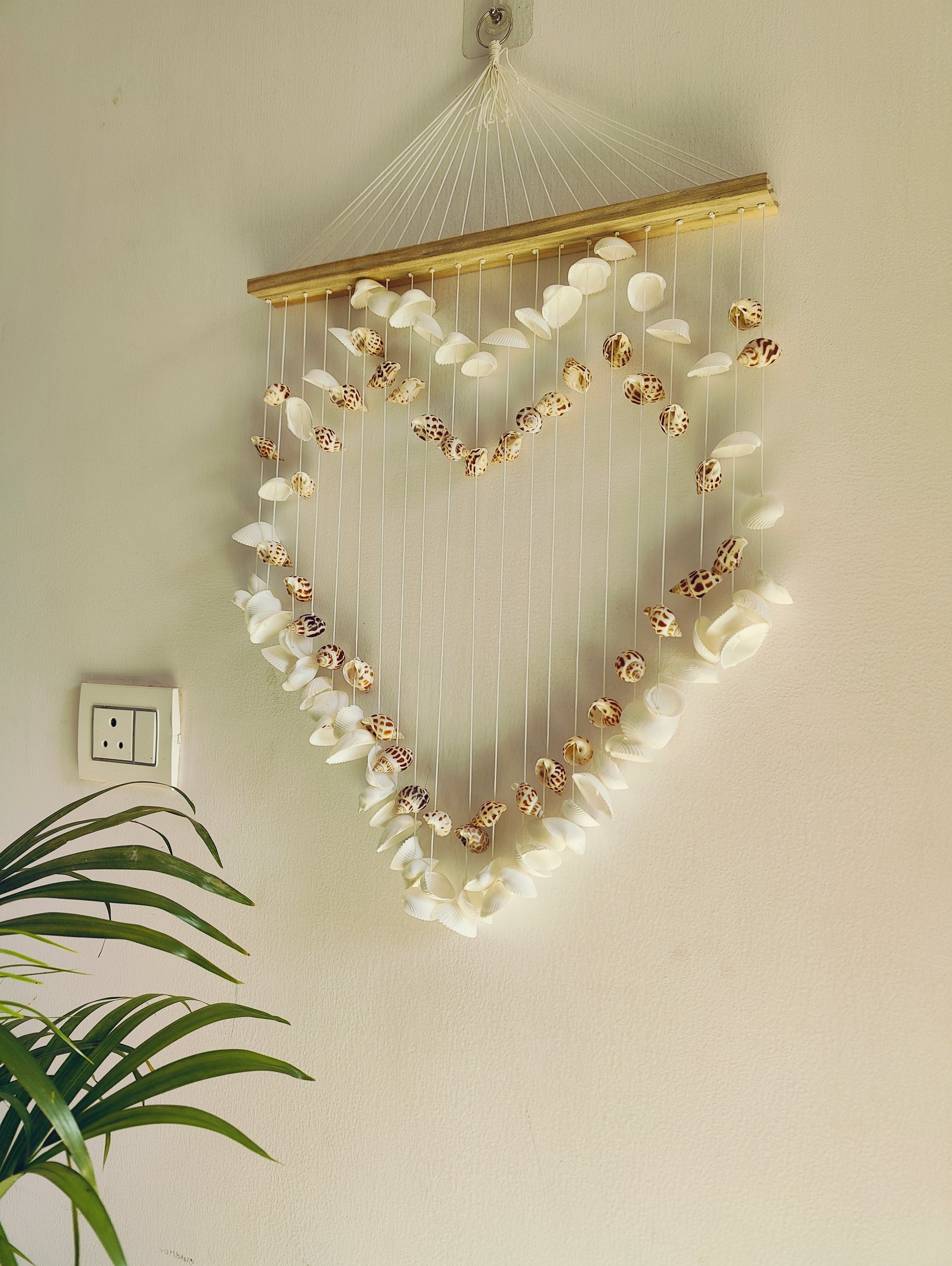 Heart-Shaped Sea Shell Wall Hanging – Coastal Boho Decorative Accent - Shellkrafts