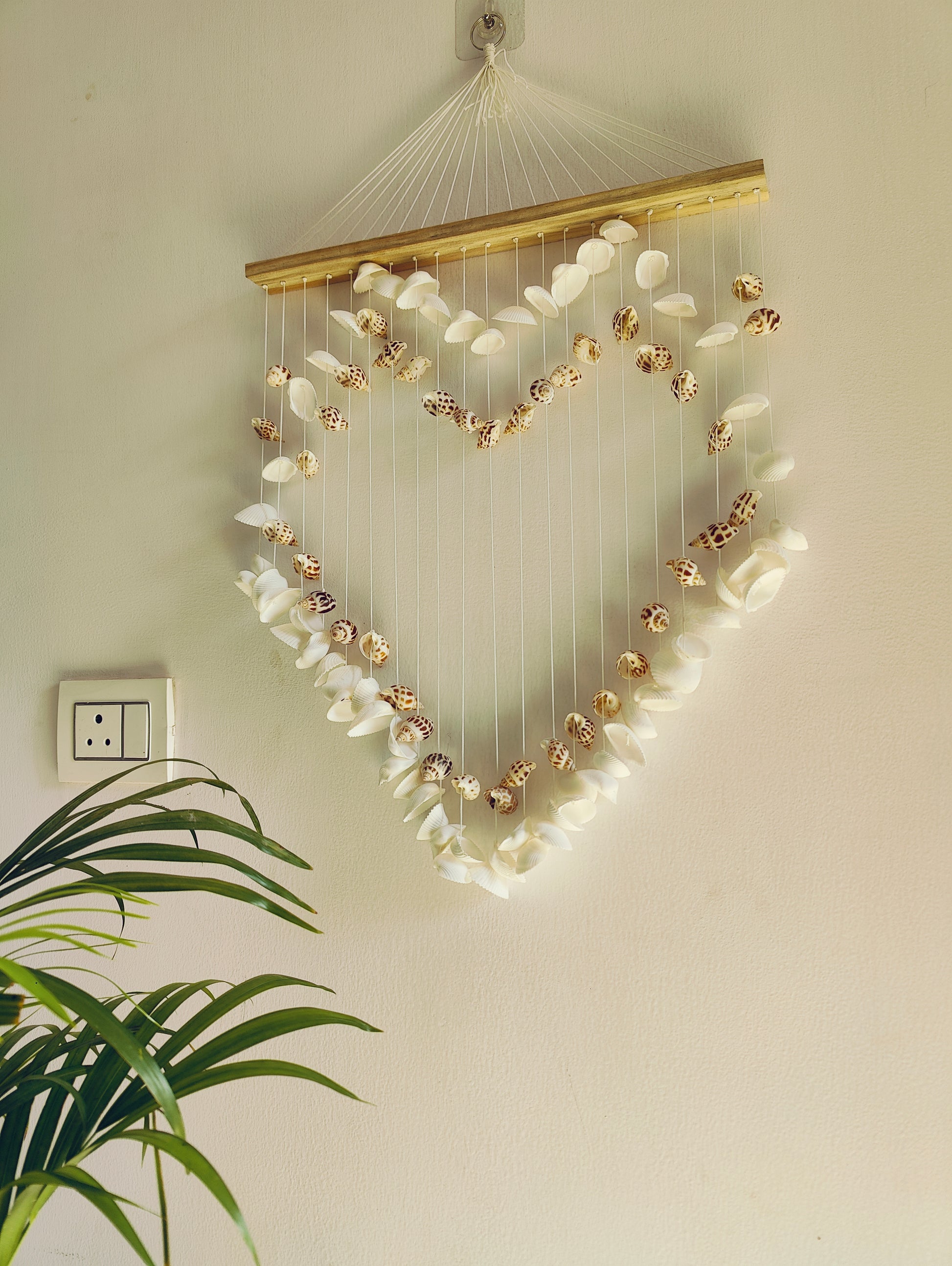Heart-Shaped Sea Shell Wall Hanging – Coastal Boho Decorative Accent - Shellkrafts