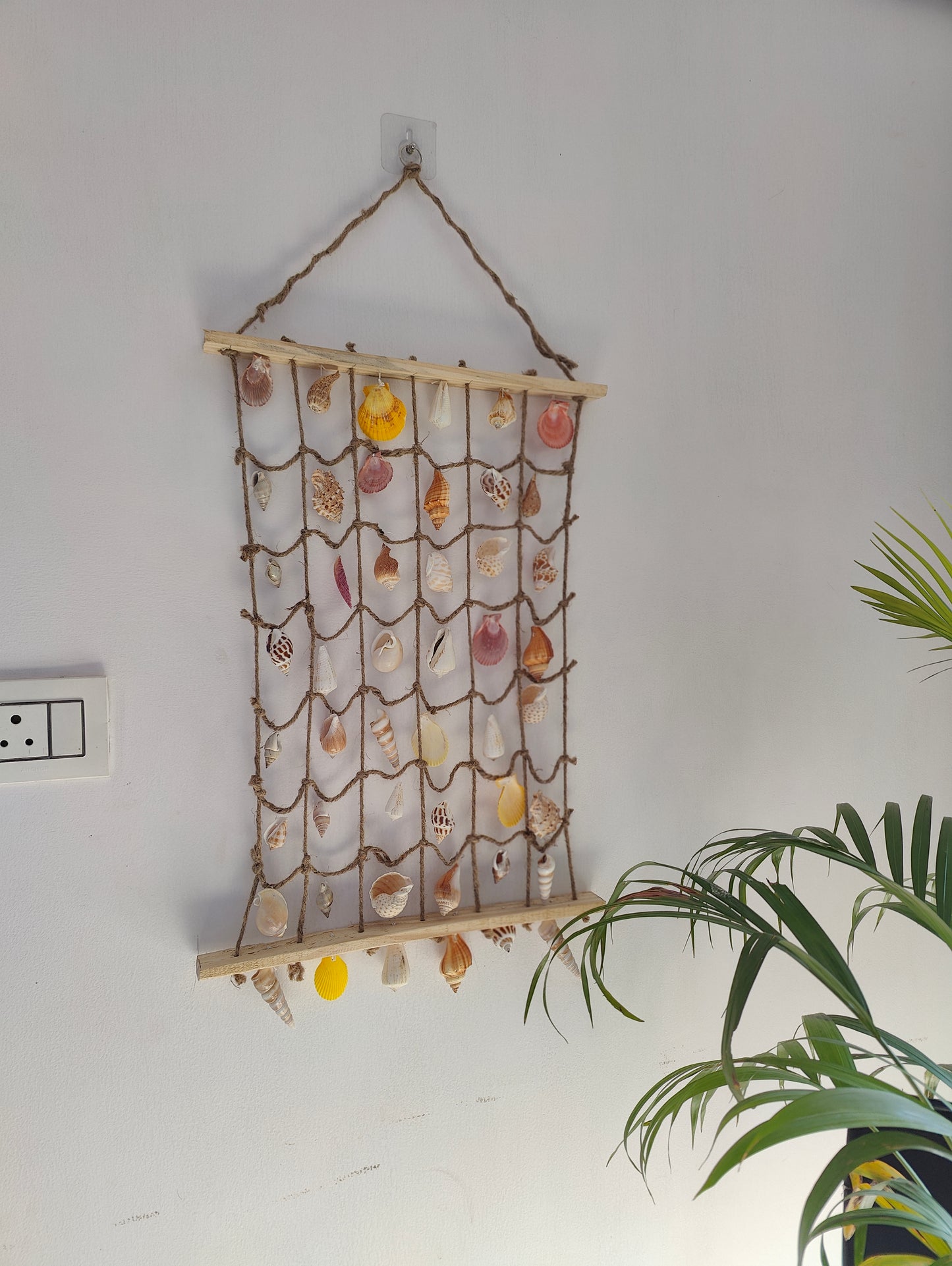 Coastal Shell Wall Hanging Decor – Handmade Sea Shell Art Piece