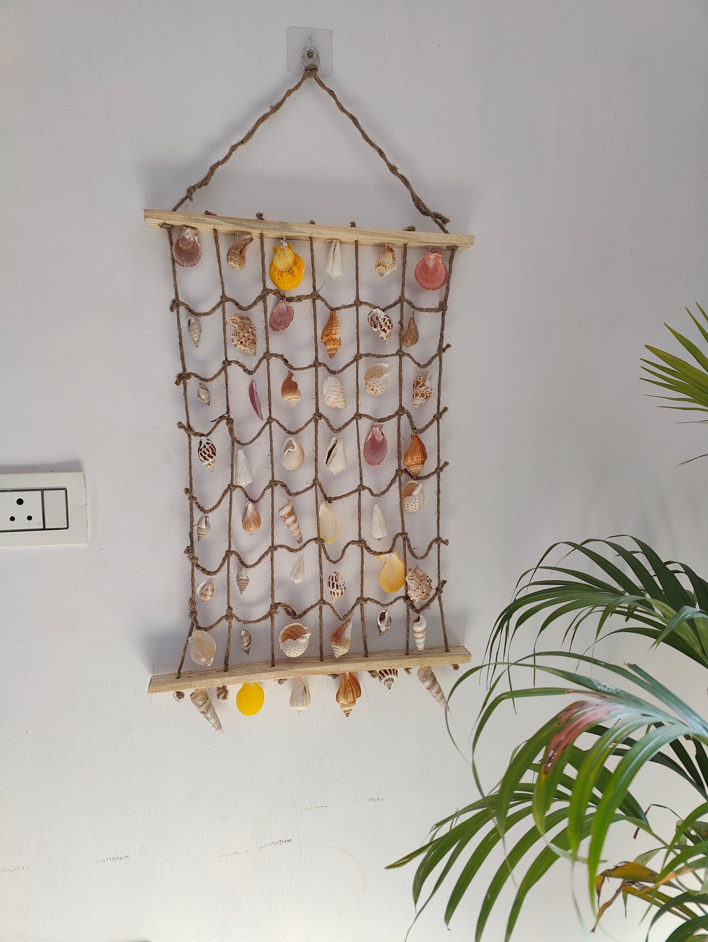Coastal Shell Wall Hanging Decor – Handmade Sea Shell Art Piece