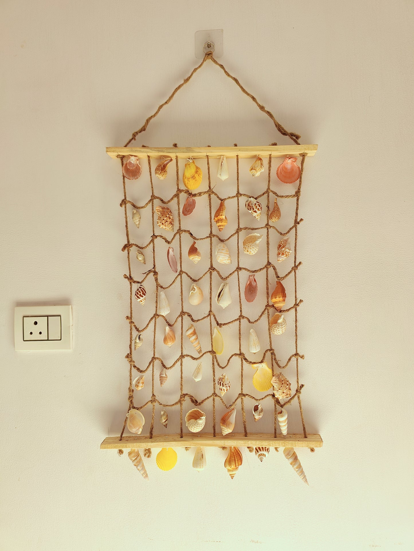 Coastal Shell Wall Hanging Decor – Handmade Sea Shell Art Piece