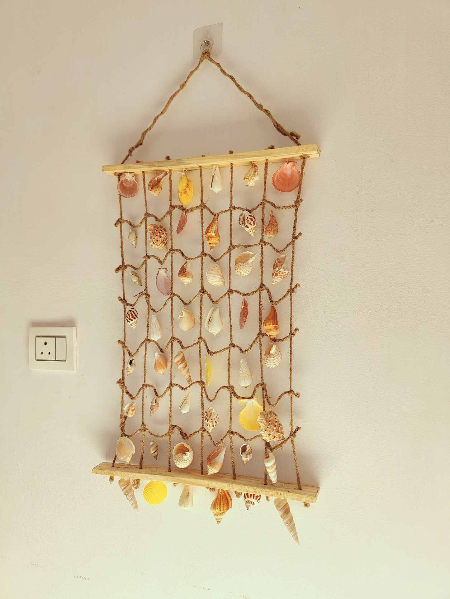 Coastal Shell Wall Hanging Decor – Handmade Sea Shell Art Piece