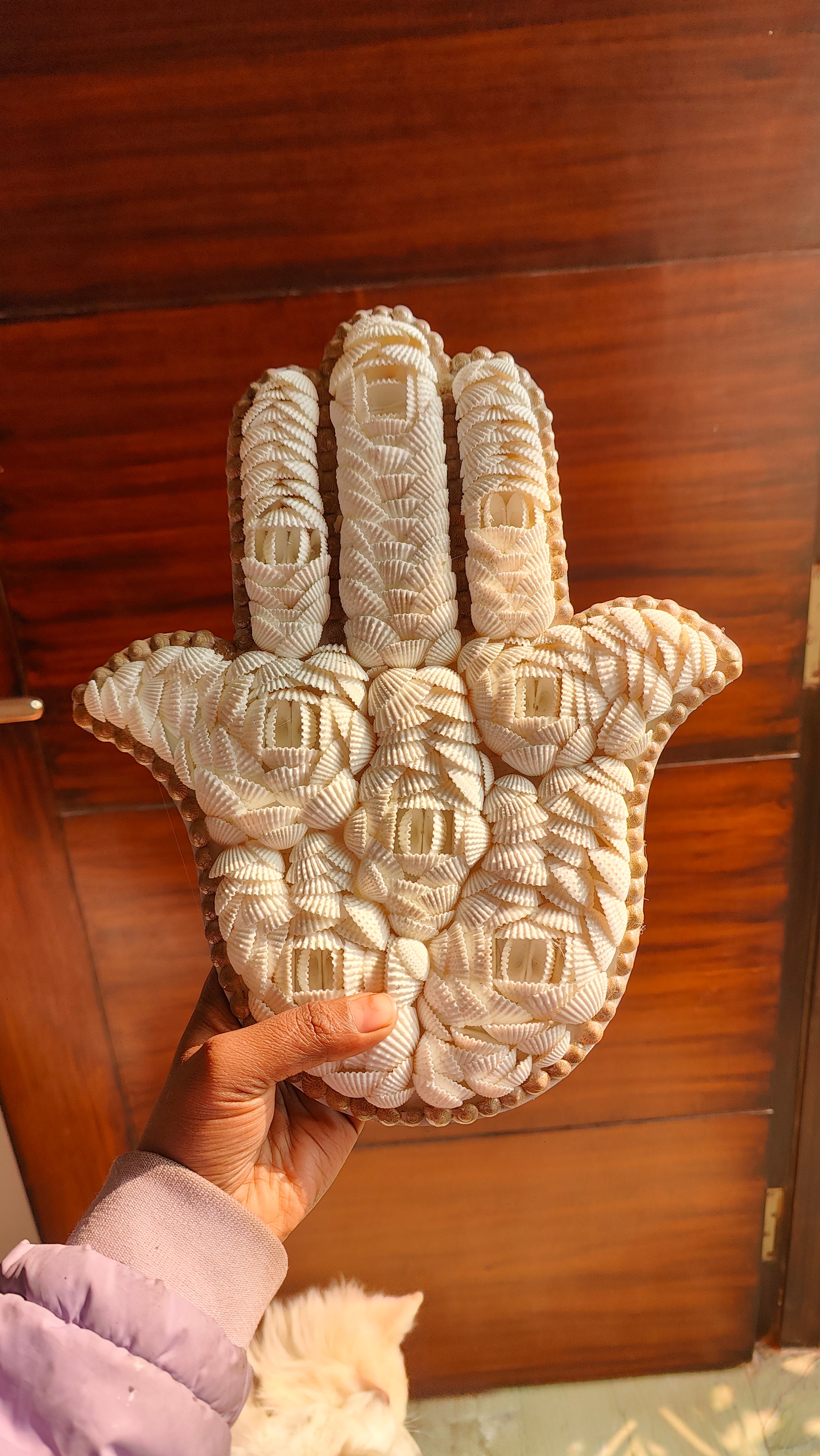 Handmade Decorative Seashell Hamsa Wall Hanging – Boho Home Decor - Shellkrafts