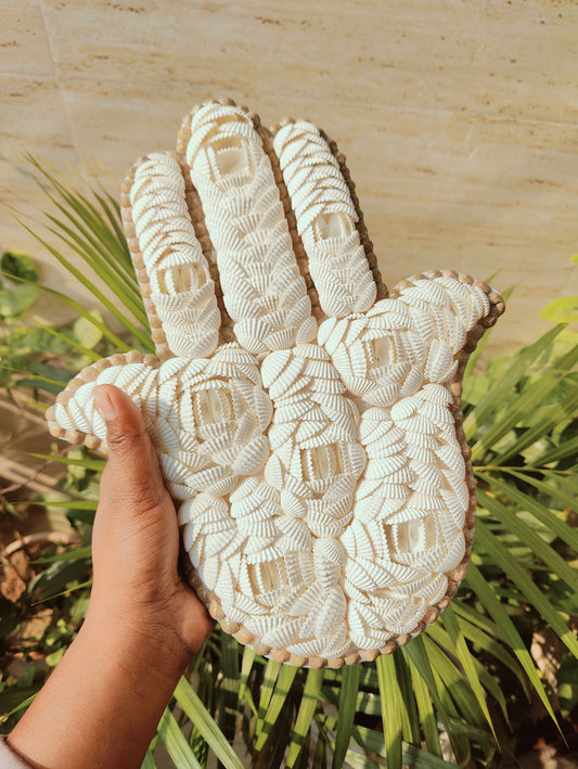Handmade Decorative Seashell Hamsa Wall Hanging – Boho Home Decor - Shellkrafts