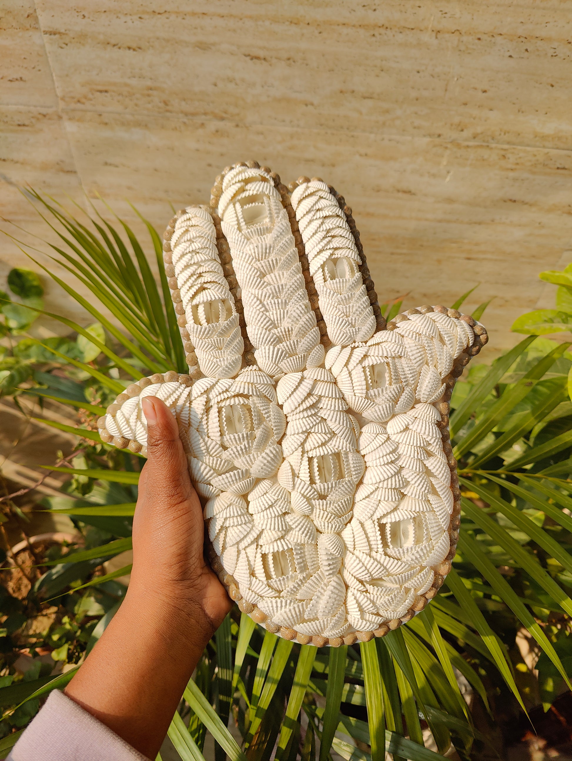 Handmade Decorative Seashell Hamsa Wall Hanging – Boho Home Decor - Shellkrafts