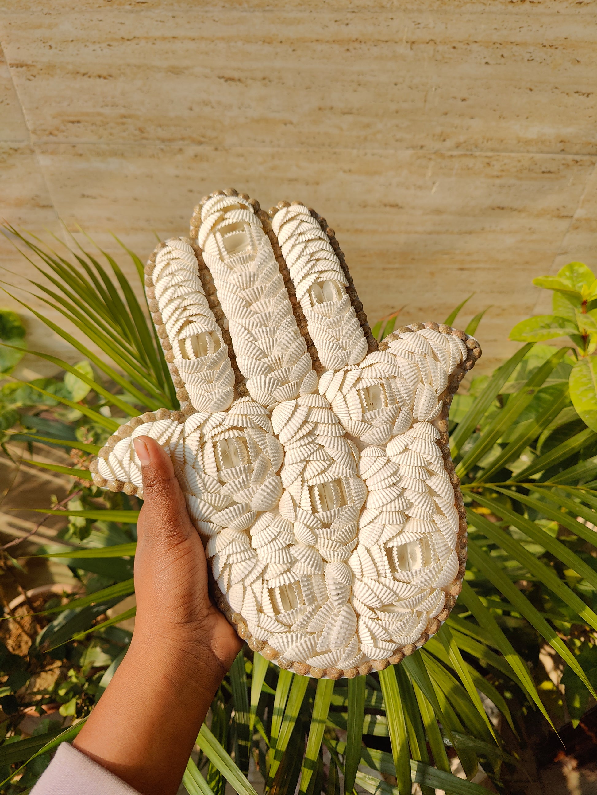 Handmade Decorative Seashell Hamsa Wall Hanging – Boho Home Decor - Shellkrafts
