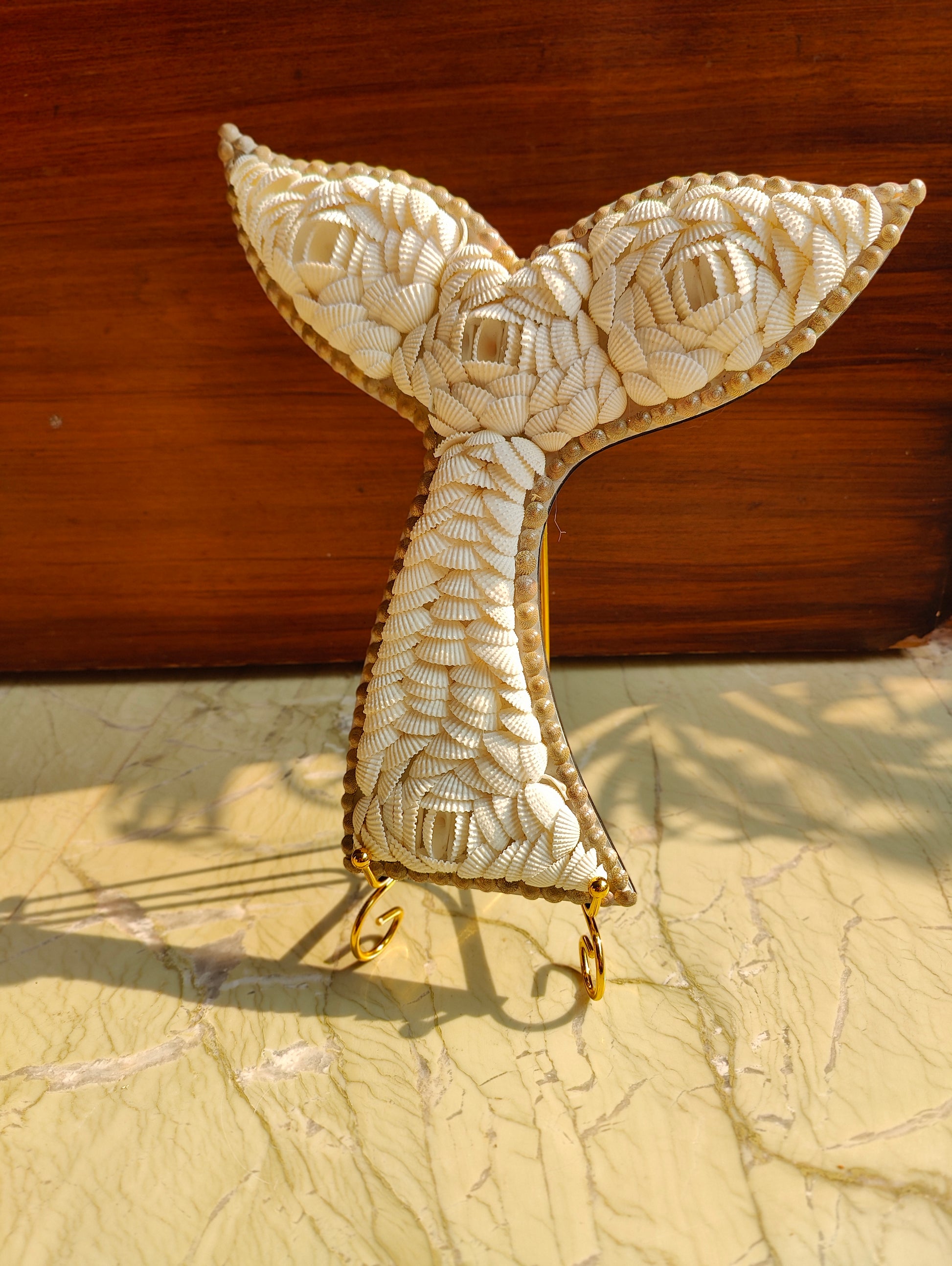 Handmade Seashell Mermaid Tail Décor – Coastal Boho Accent Piece - Shellkrafts