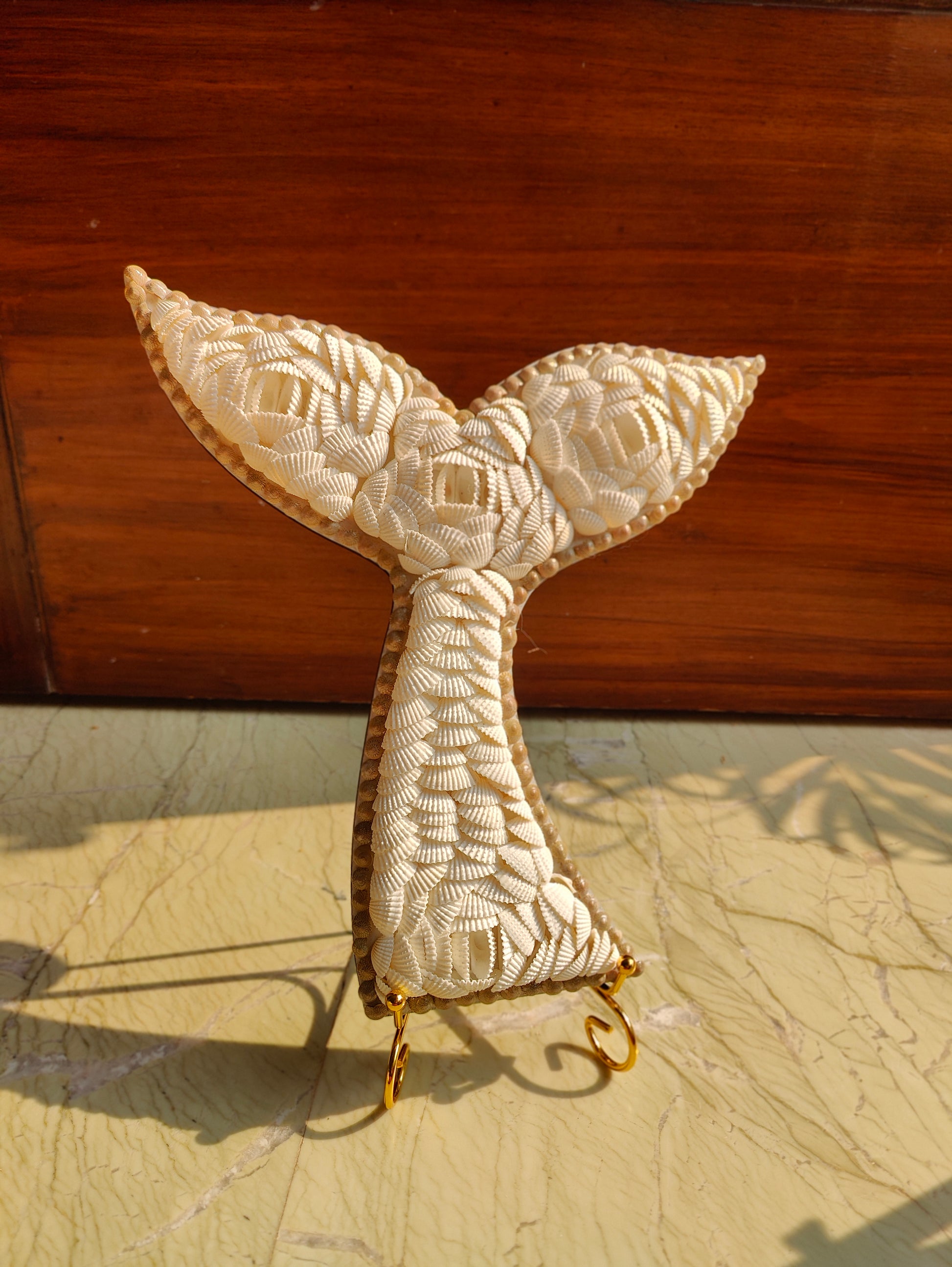 Handmade Seashell Mermaid Tail Décor – Coastal Boho Accent Piece - Shellkrafts
