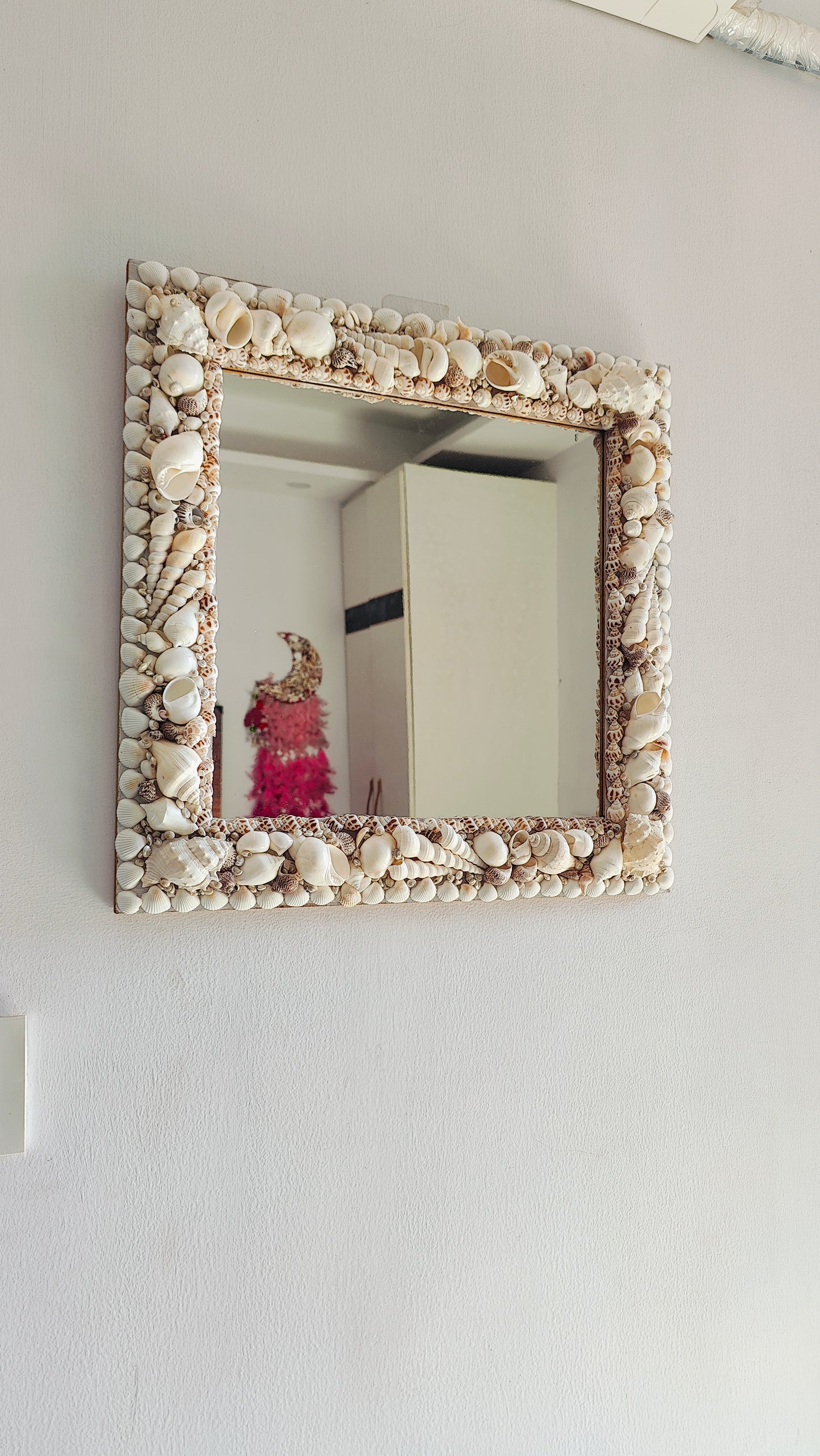 Handcrafted Seashell Square Mirror 18x18inch
