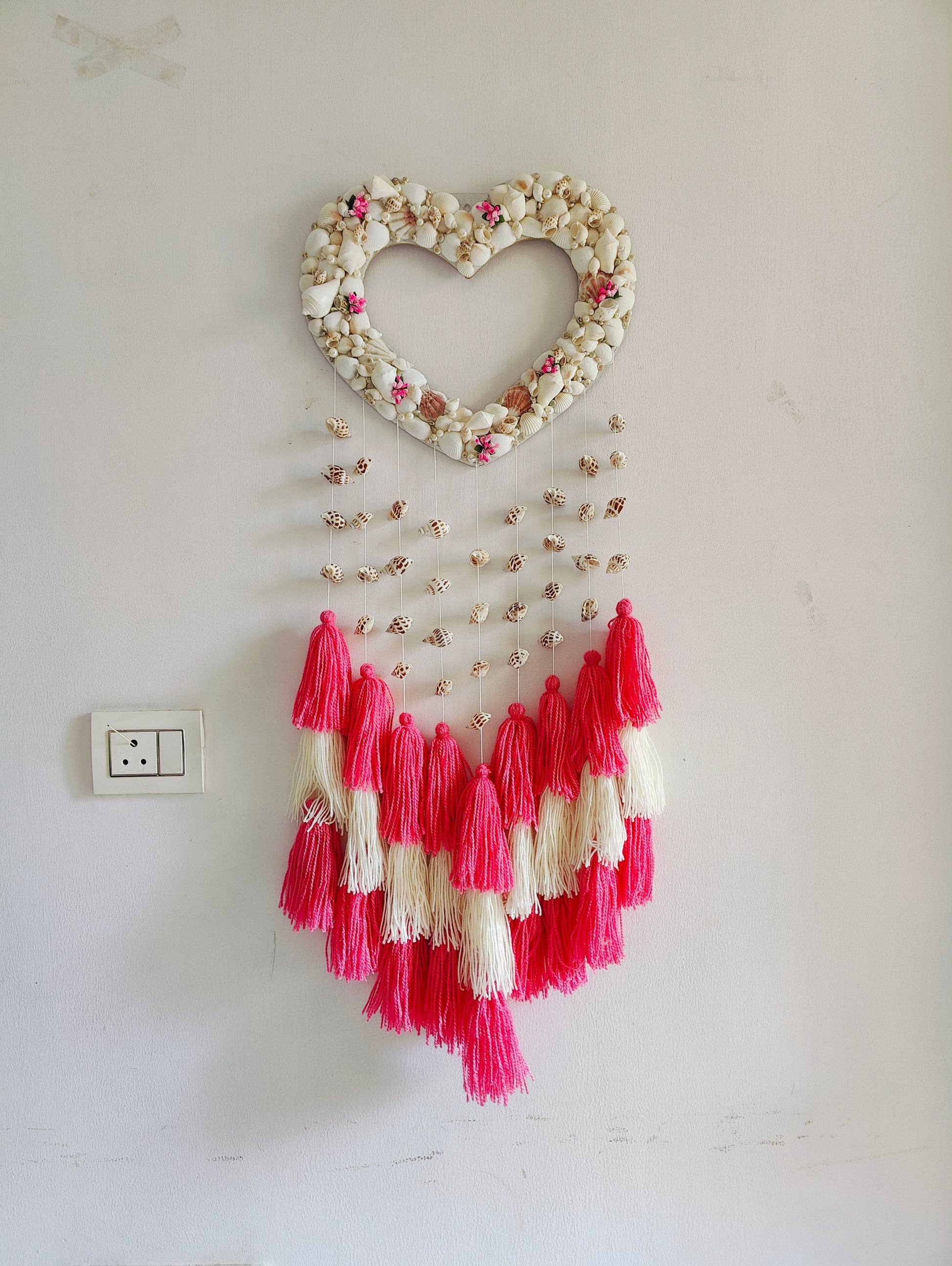 Coastal Heart Boho Wall Hanging – Handmade Seashell DreamCatcher - Shellkrafts