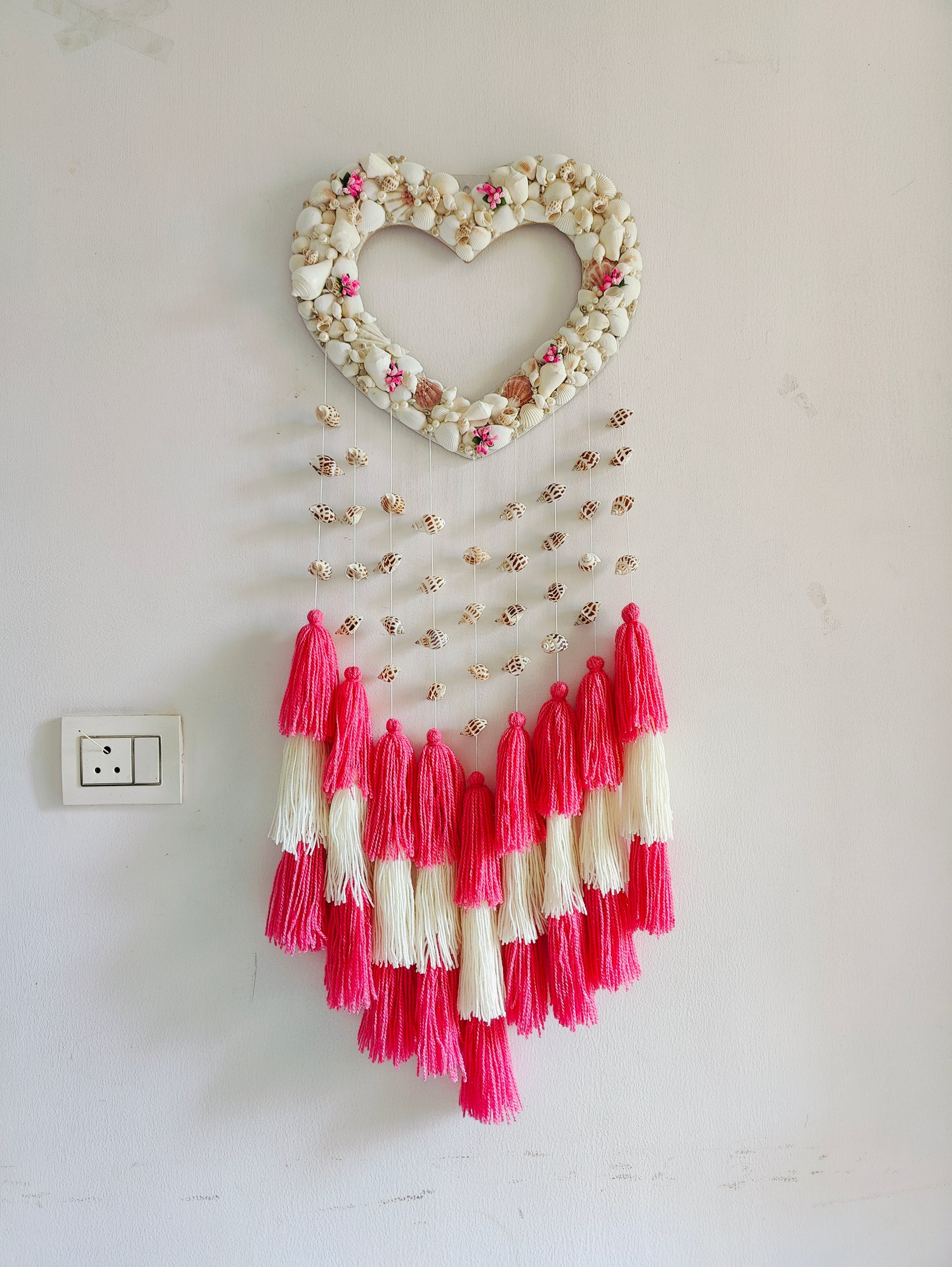 Coastal Heart Boho Wall Hanging – Handmade Seashell DreamCatcher - Shellkrafts