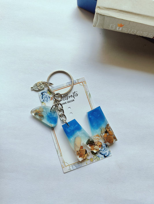 Handmade Resin Beach Alphabet Charm Keychain - Shellkrafts