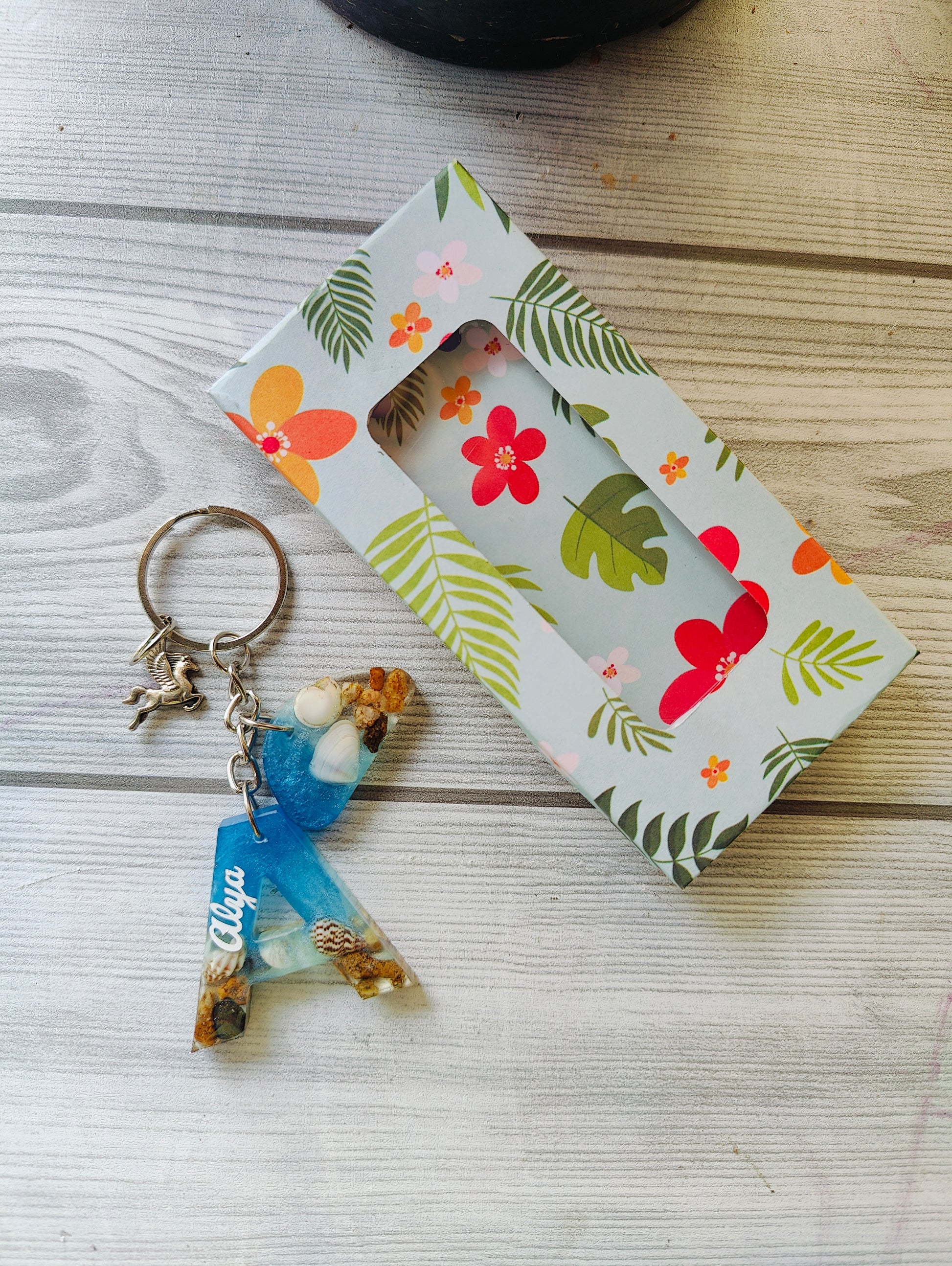 Customised Ocean Resin Alphabet Keychains – Personalized Beach-Inspired Gifts - Shellkrafts