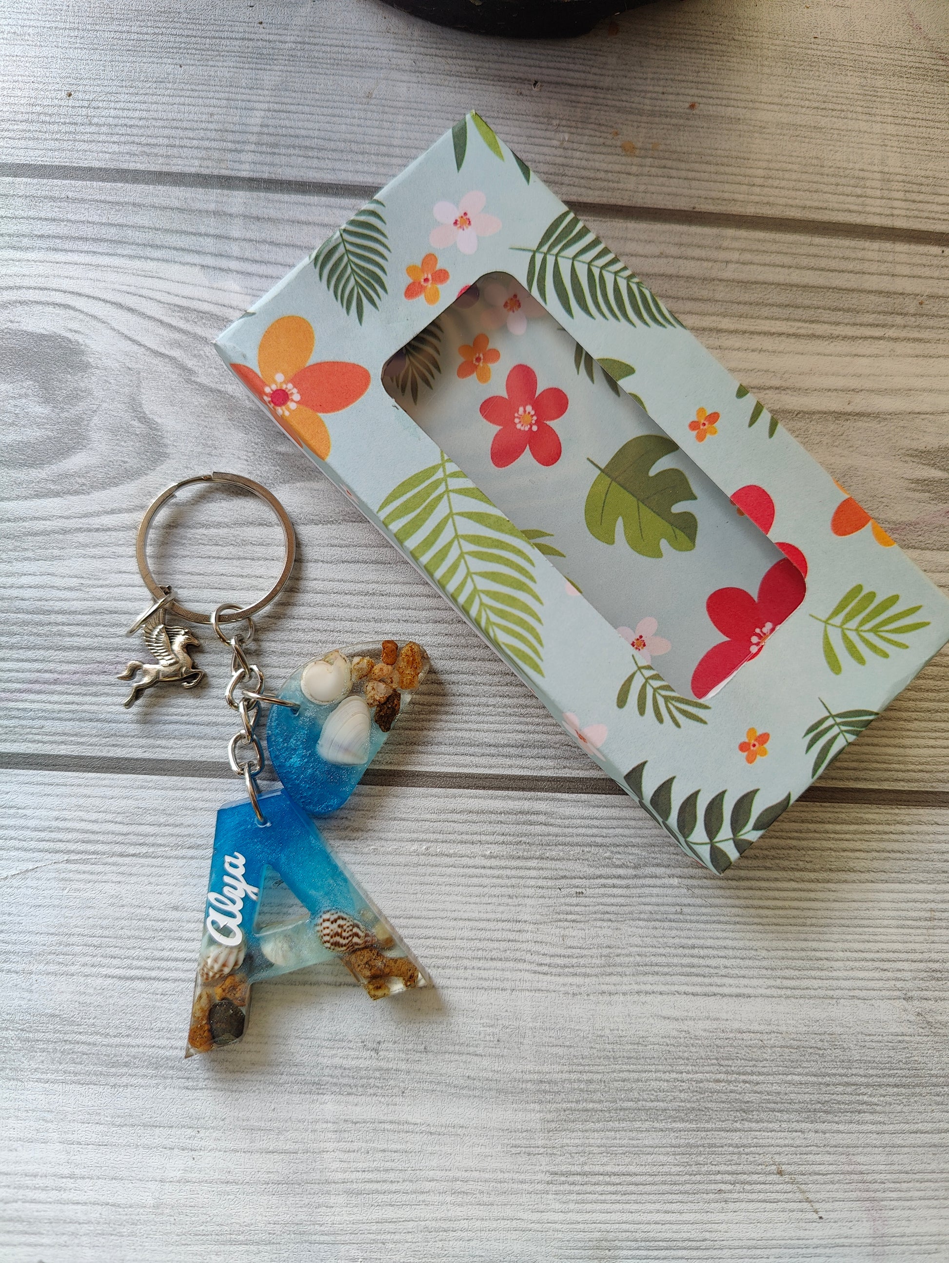Customised Ocean Resin Alphabet Keychains – Personalized Beach-Inspired Gifts - Shellkrafts