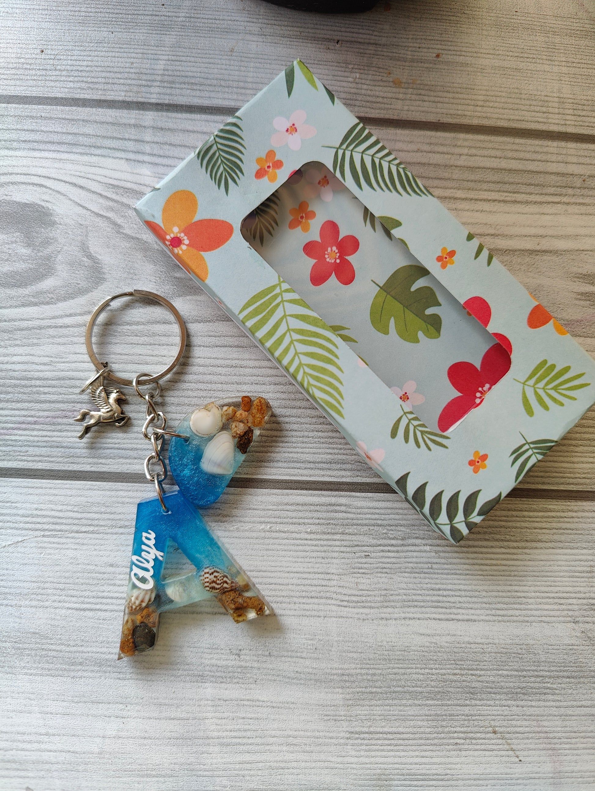Customised Ocean Resin Alphabet Keychains – Personalized Beach-Inspired Gifts - Shellkrafts
