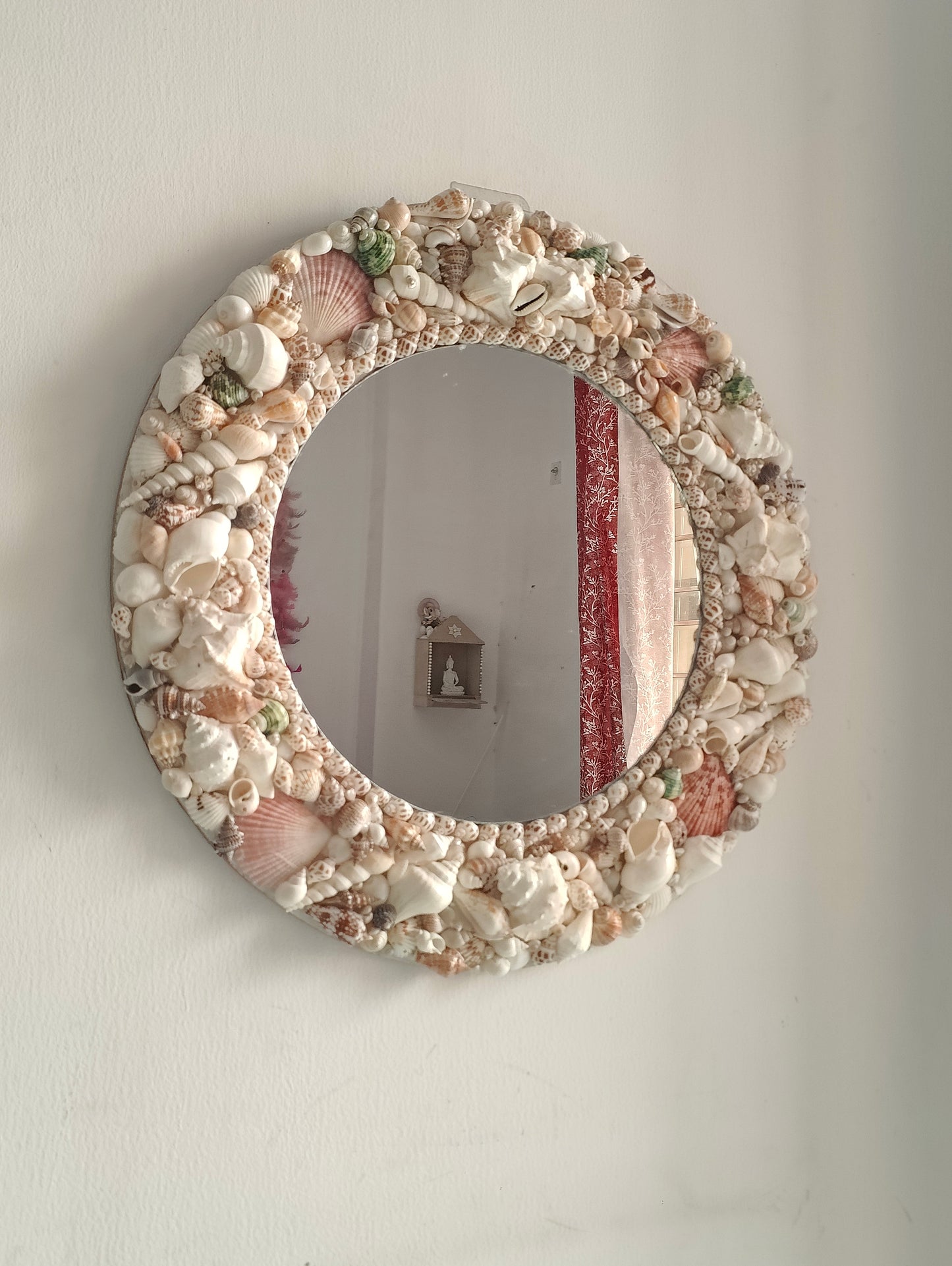 Handcrafted Round Sea Shell Mirror – Coastal Wall Decor 18inch