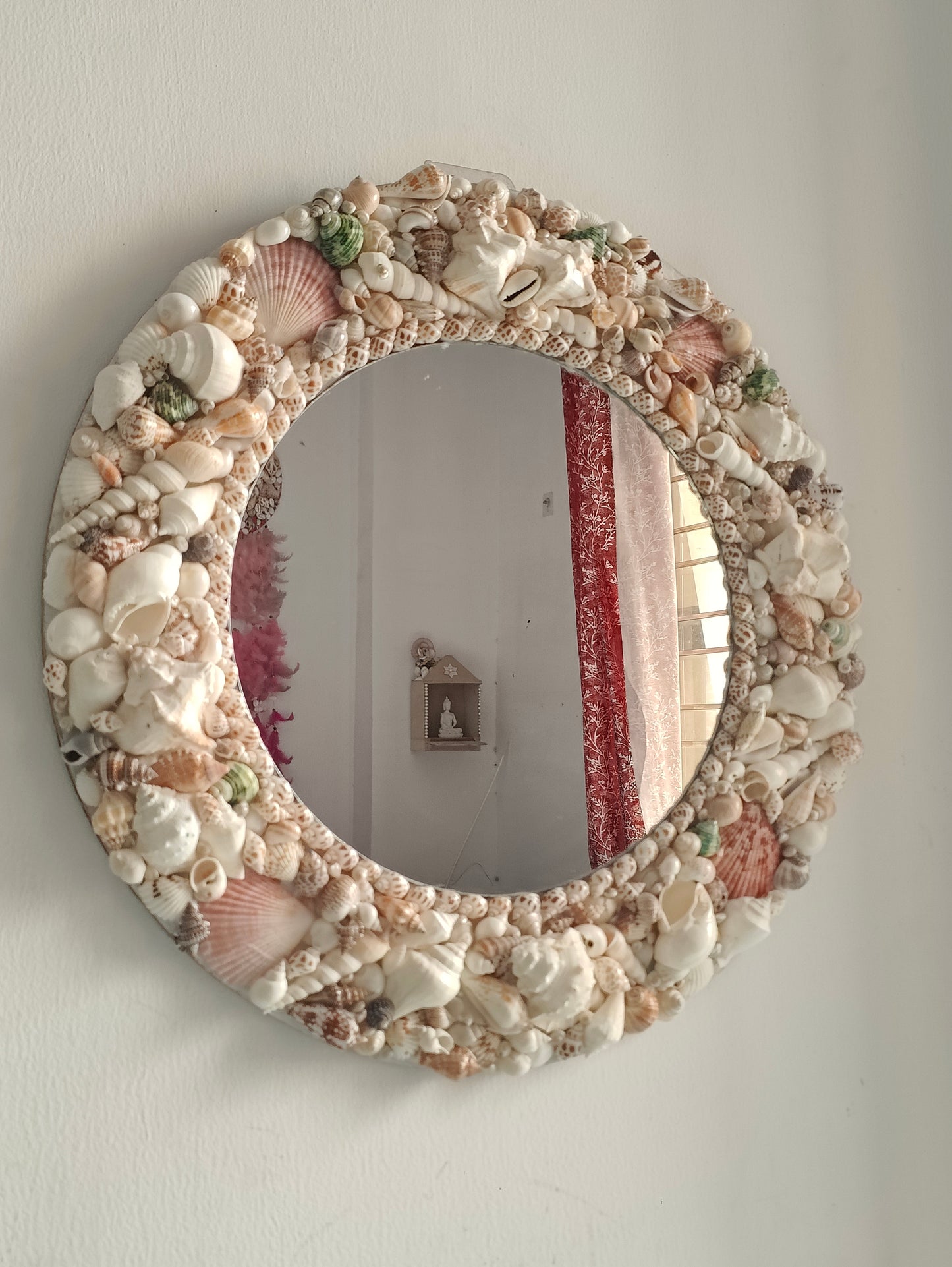 Handcrafted Round Sea Shell Mirror – Coastal Wall Decor 18inch