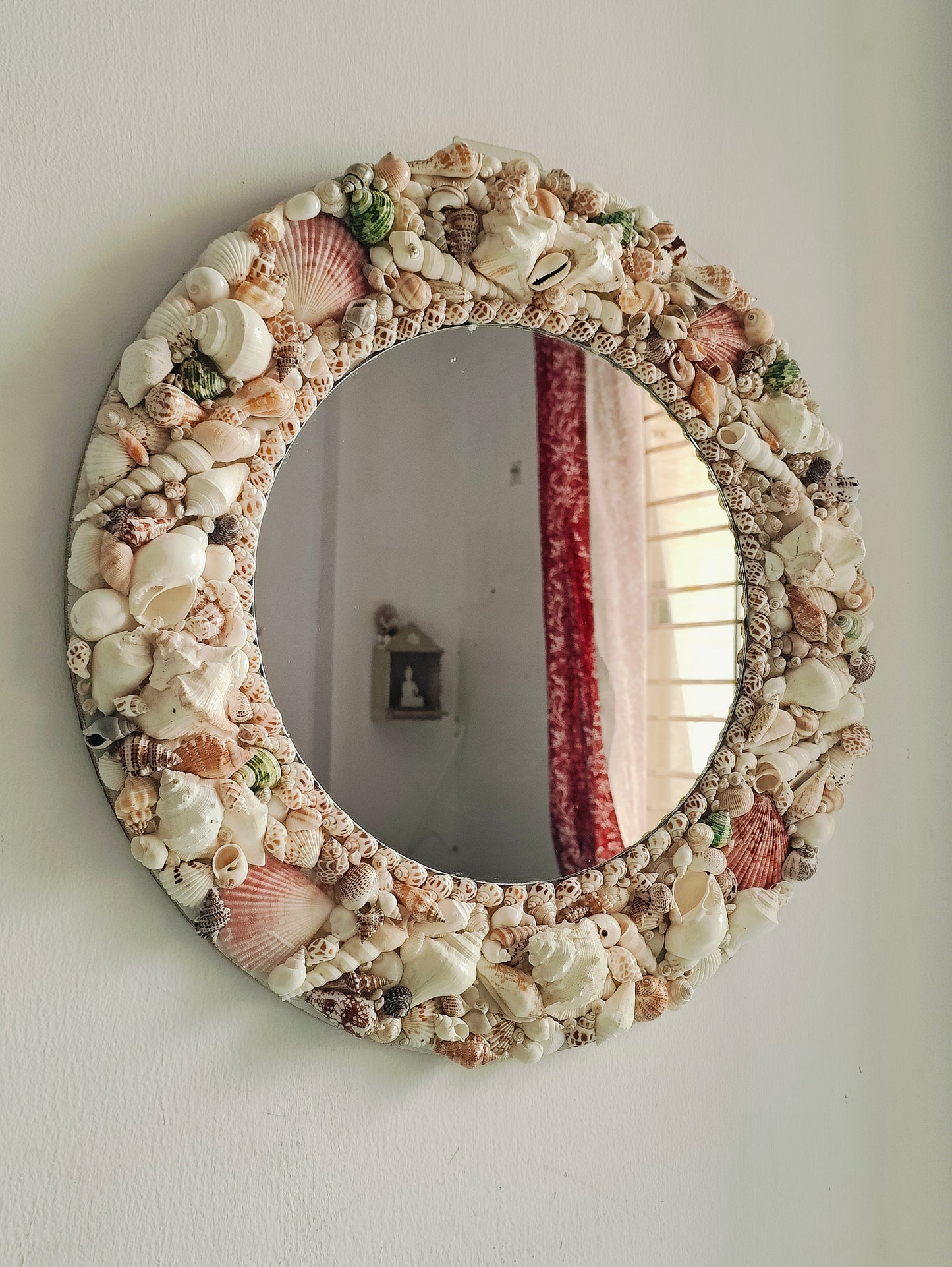 Handcrafted Round Sea Shell Mirror – Coastal Wall Decor 18inch