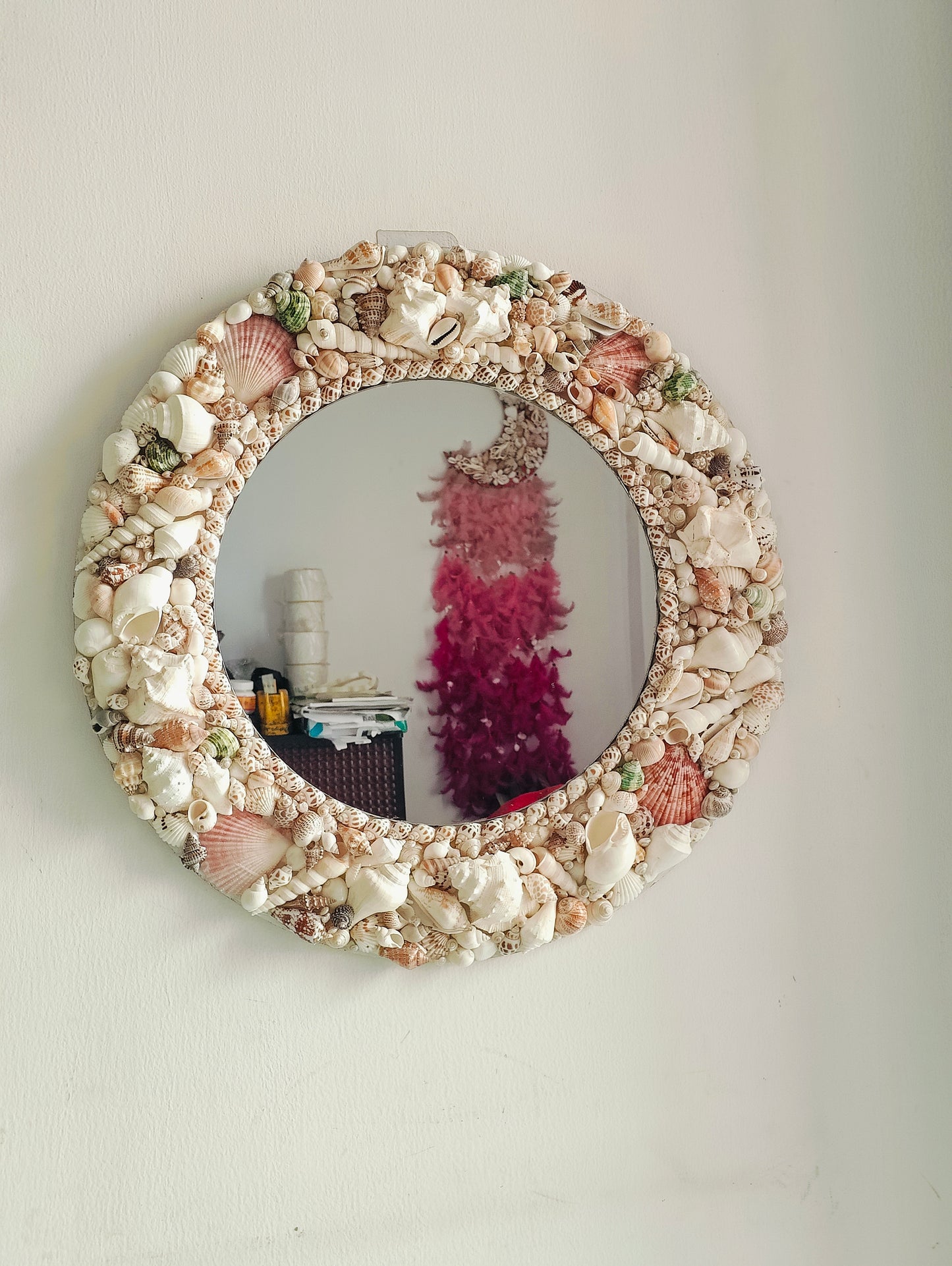 Handcrafted Round Sea Shell Mirror – Coastal Wall Decor 18inch