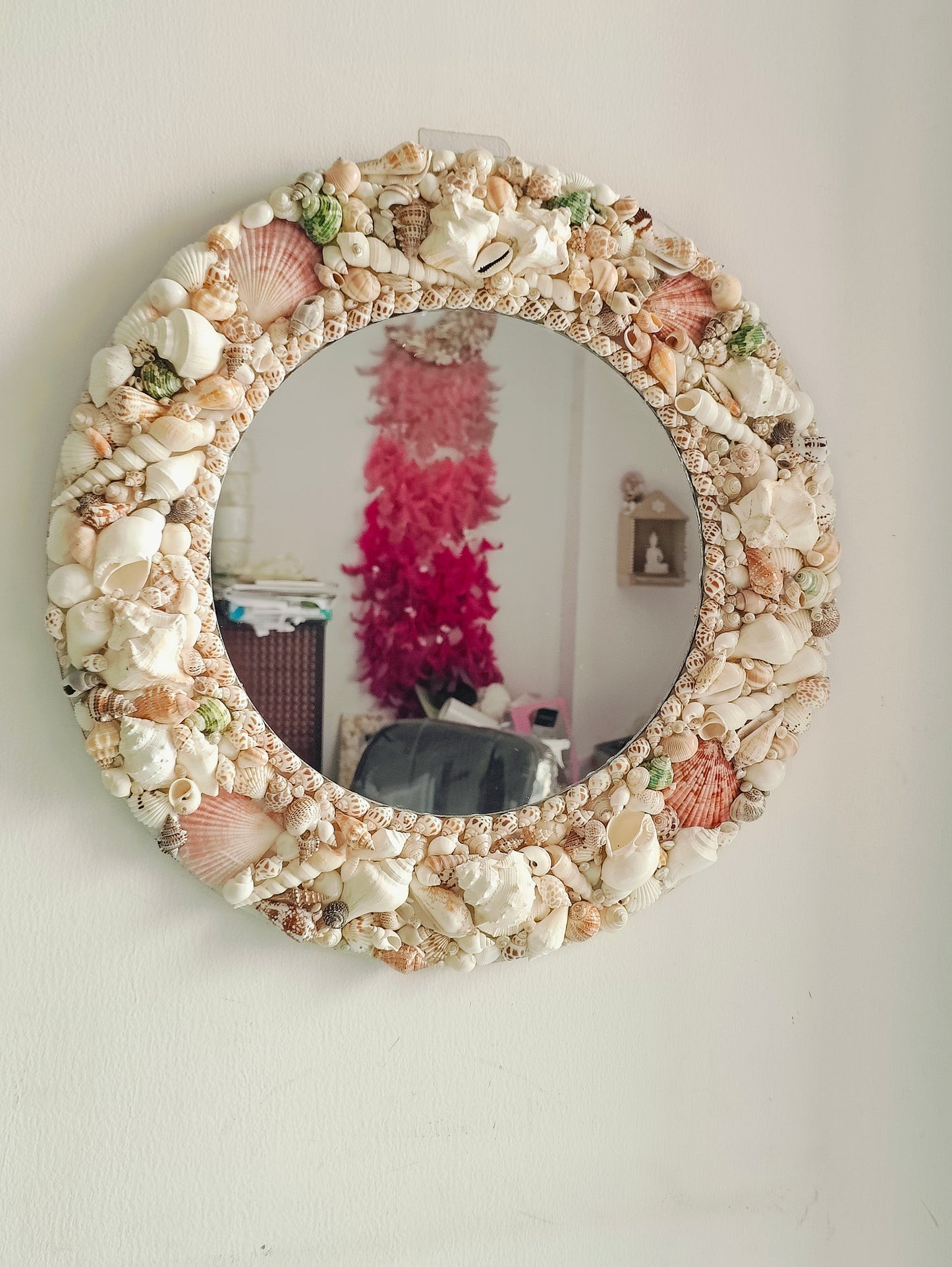 Handcrafted Round Sea Shell Mirror – Coastal Wall Decor 18inch