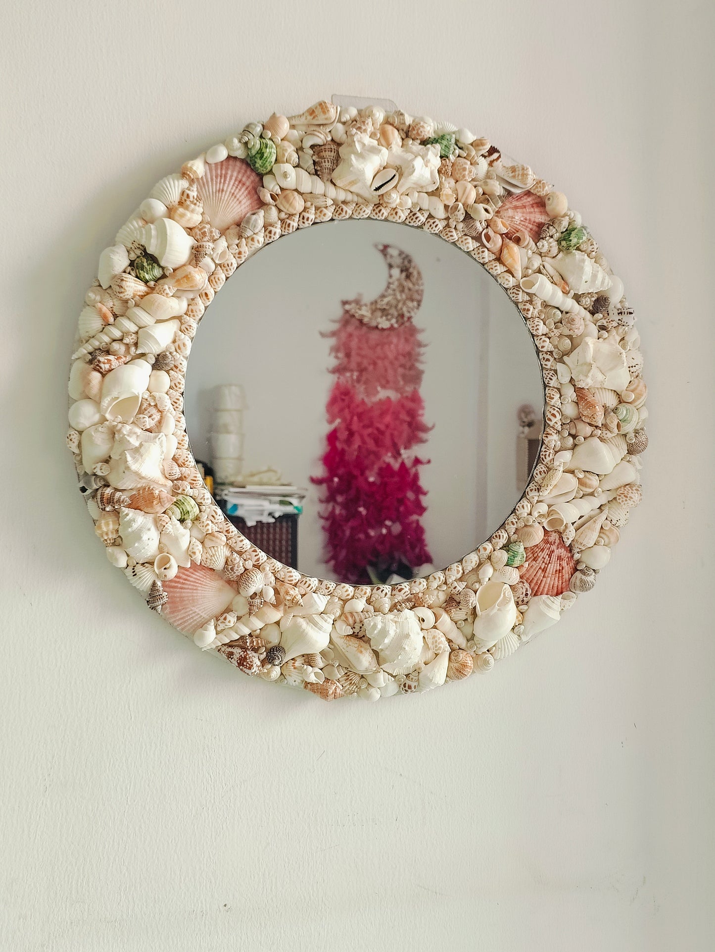 Handcrafted Round Sea Shell Mirror – Coastal Wall Decor 18inch