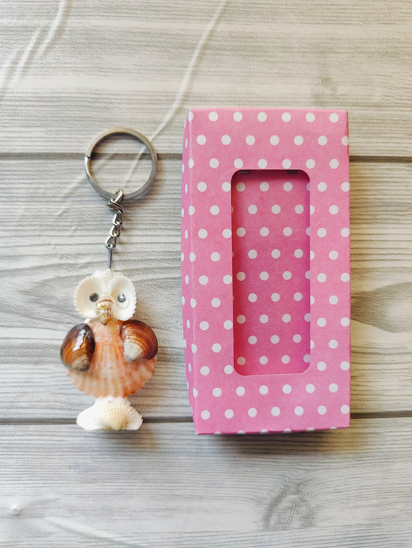 Handcrafted Seashell Owl Keychain – With Gift Box - Shellkrafts