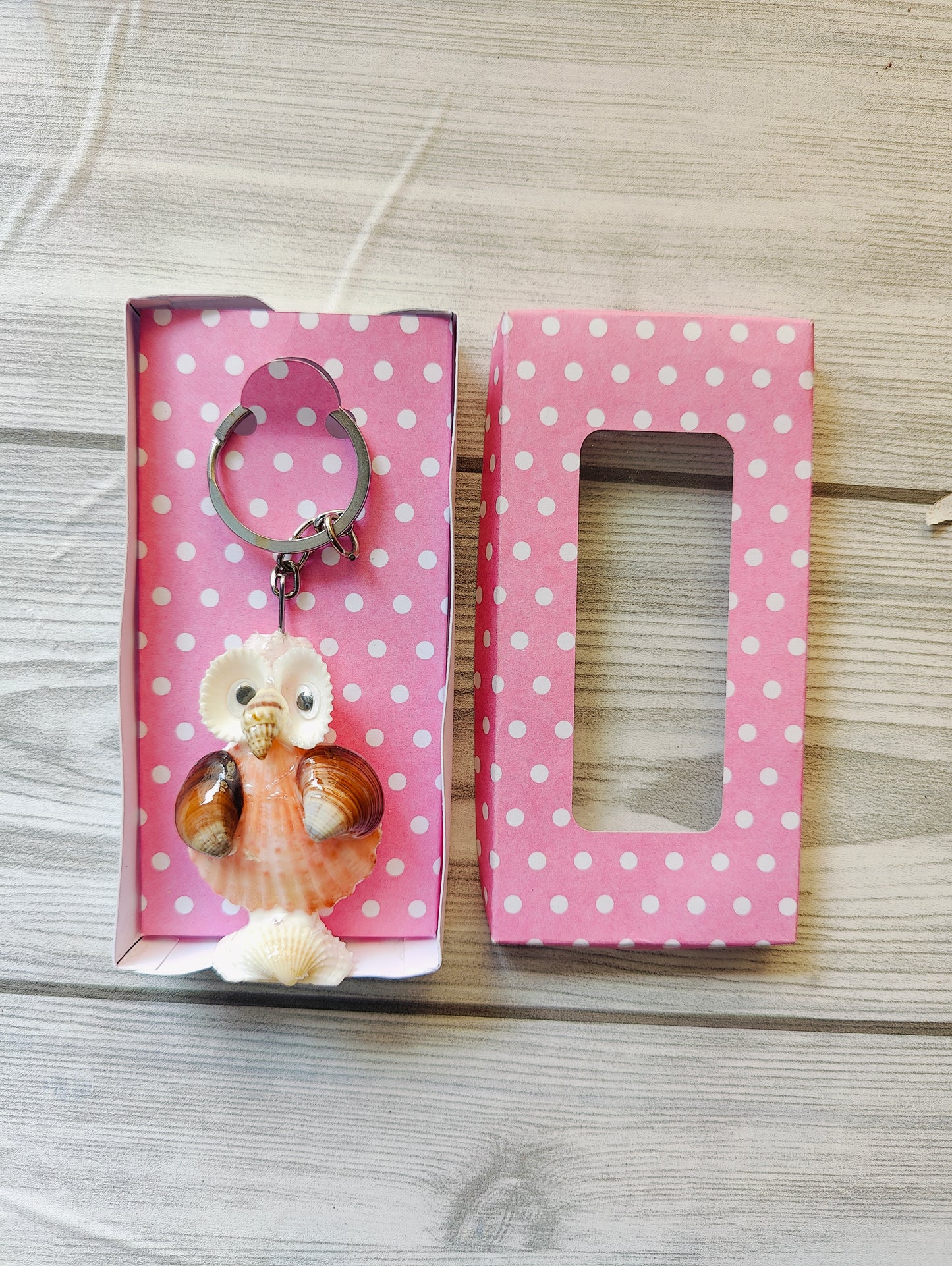 Handcrafted Seashell Owl Keychain – With Gift Box - Shellkrafts
