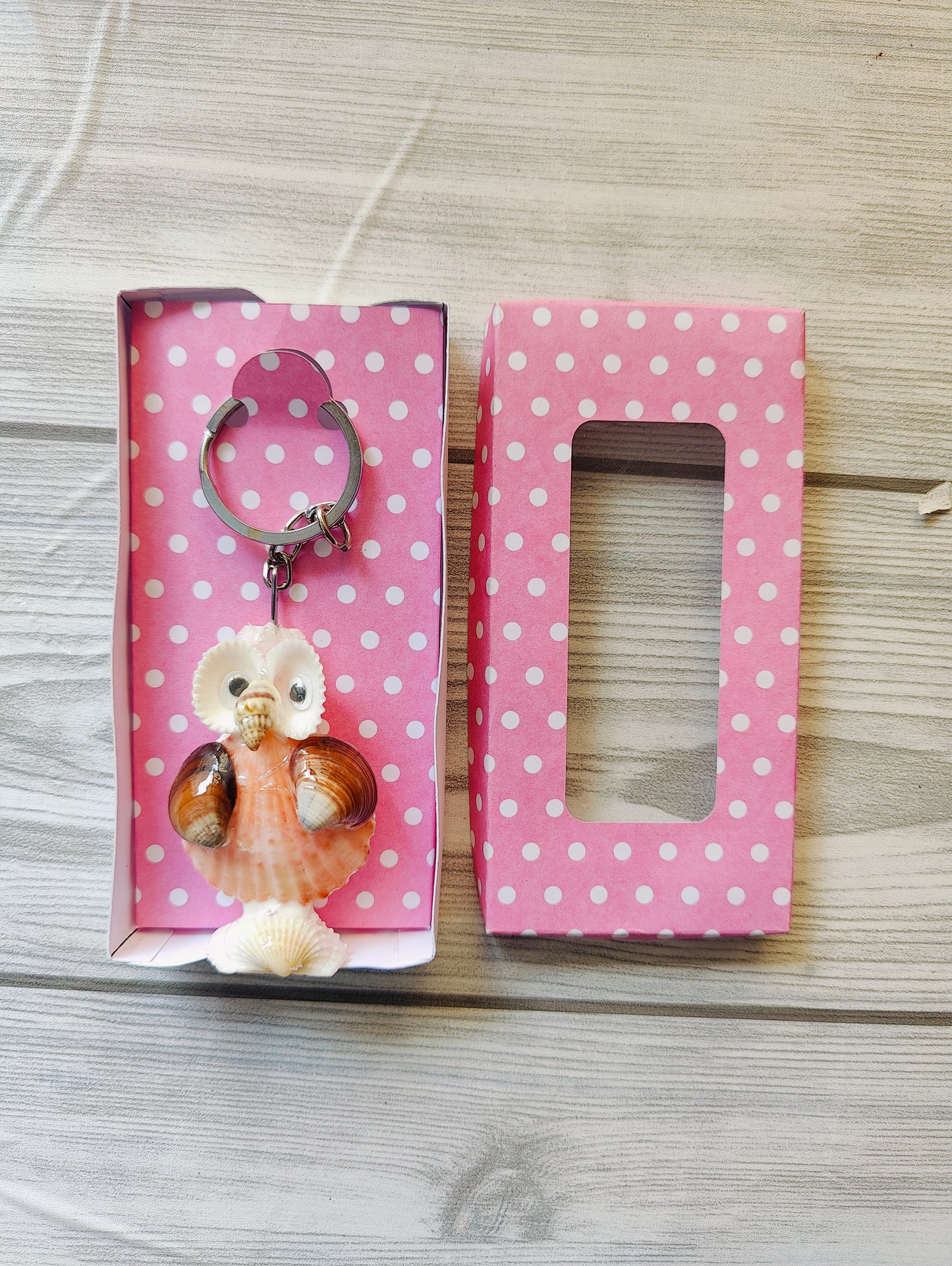 Handcrafted Seashell Owl Keychain – With Gift Box - Shellkrafts