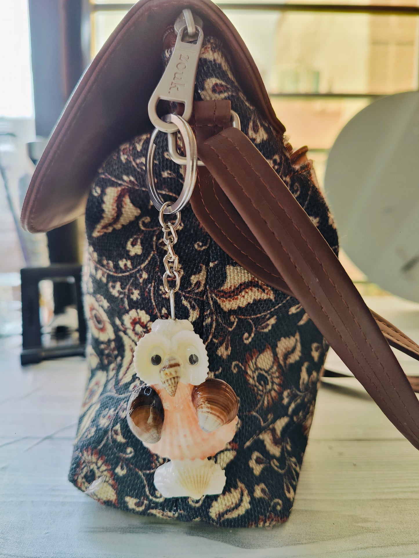 Handcrafted Seashell Owl Keychain – With Gift Box - Shellkrafts