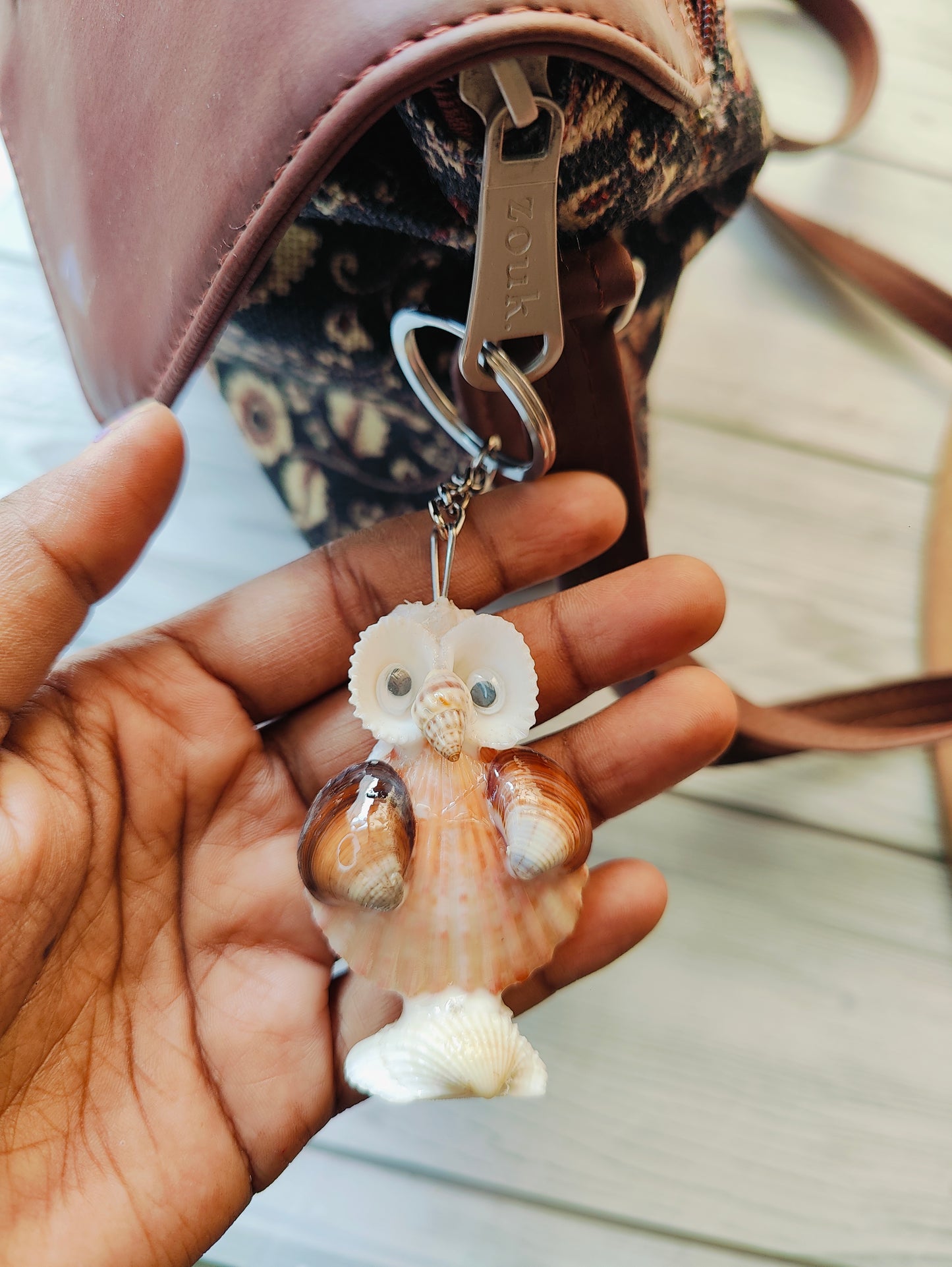 Handcrafted Seashell Owl Keychain – With Gift Box - Shellkrafts