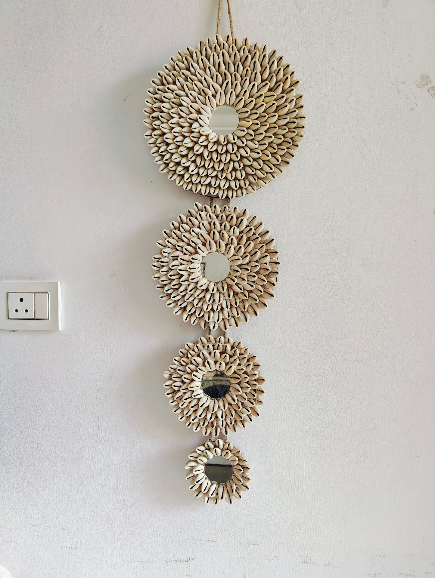 Handcrafted Sunflower Flower Mirror – Boho Wall Accent - Shellkrafts