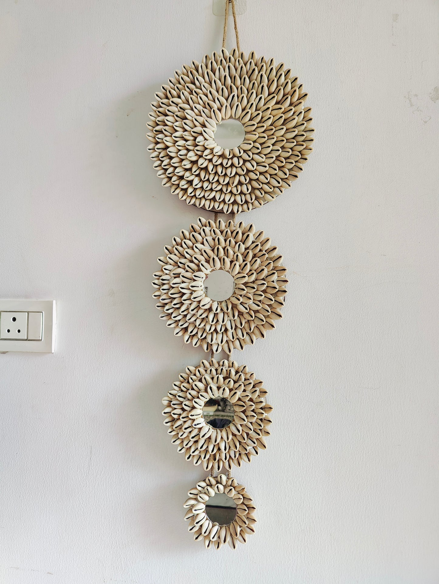 Handcrafted Sunflower Flower Mirror – Boho Wall Accent - Shellkrafts