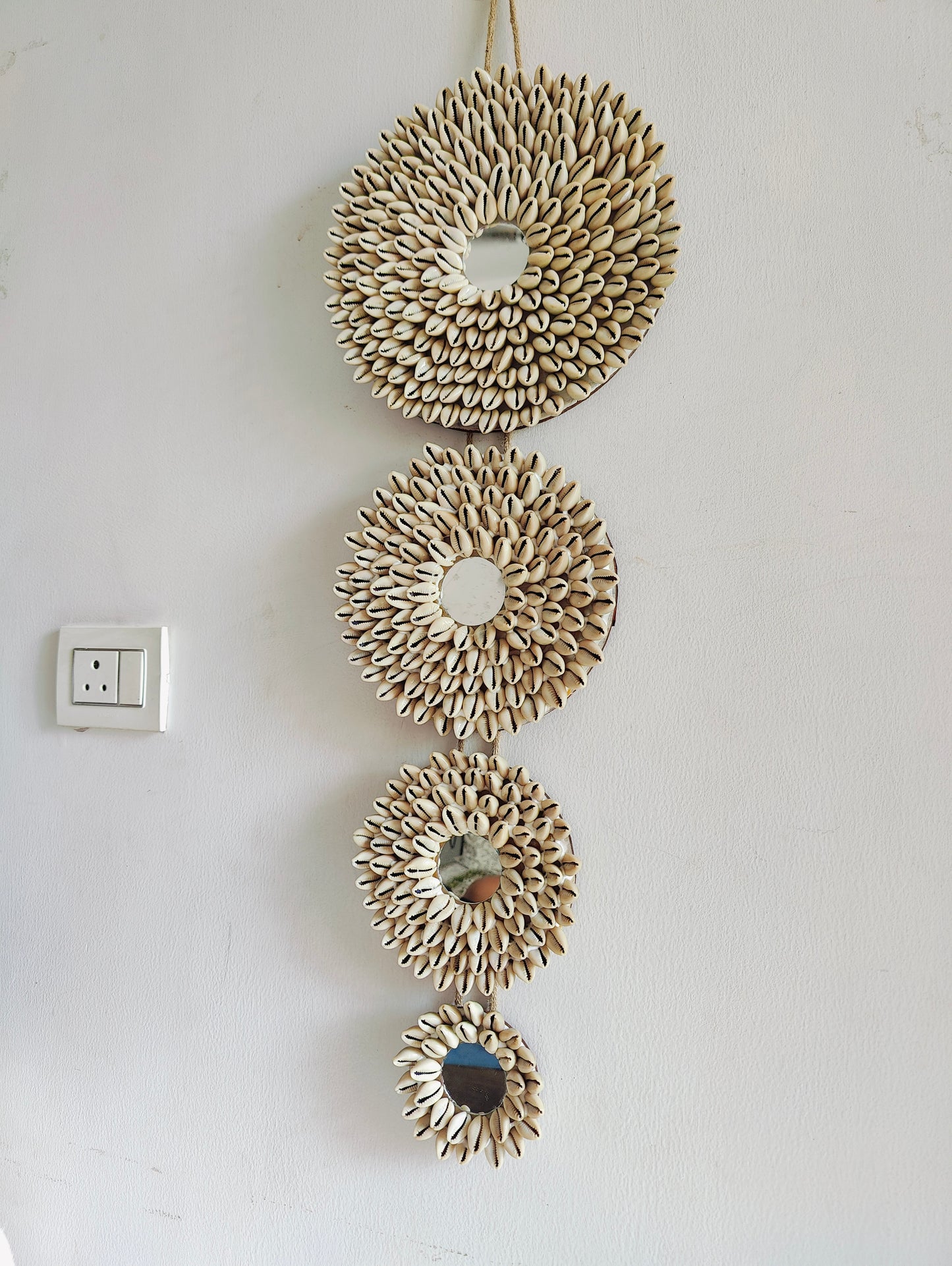 Handcrafted Sunflower Flower Mirror – Boho Wall Accent - Shellkrafts