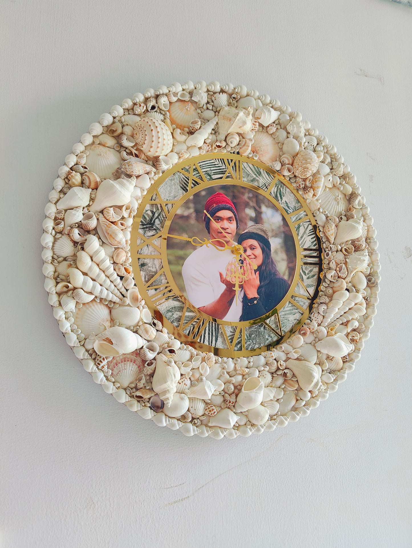 Personalised Photo clock-Boho Aura Floral Clock 19inch - Shellkrafts
