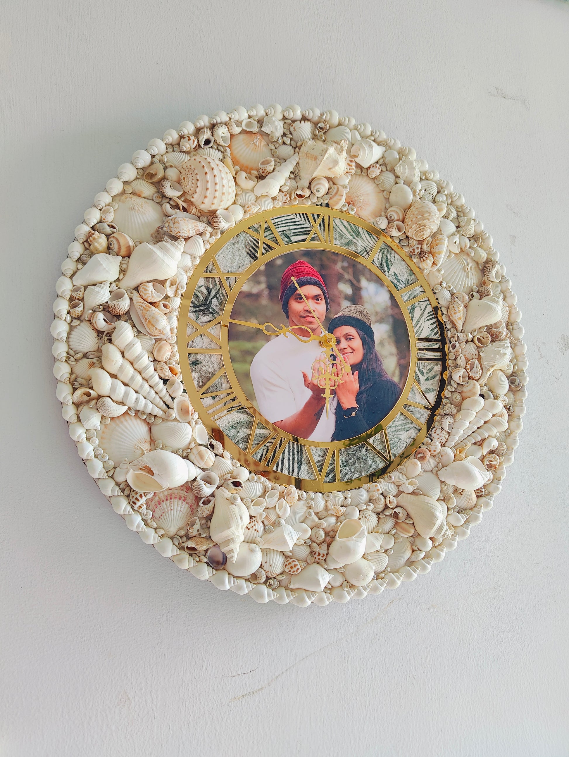 Personalised Photo clock-Boho Aura Floral Clock 19inch - Shellkrafts