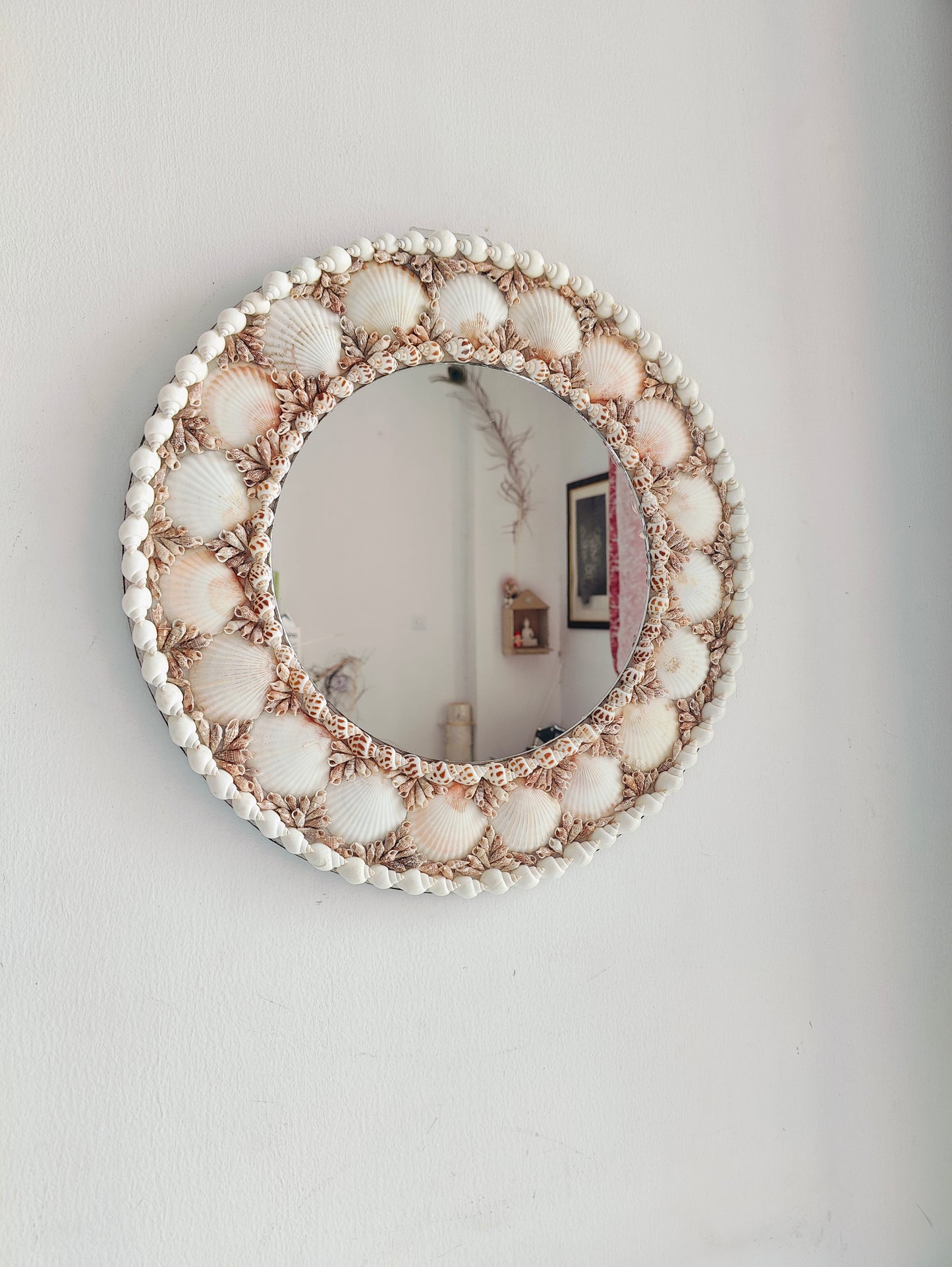 Coastal Charm Handcrafted Shell Mirror – Round Wall Decor 2ft - Shellkrafts