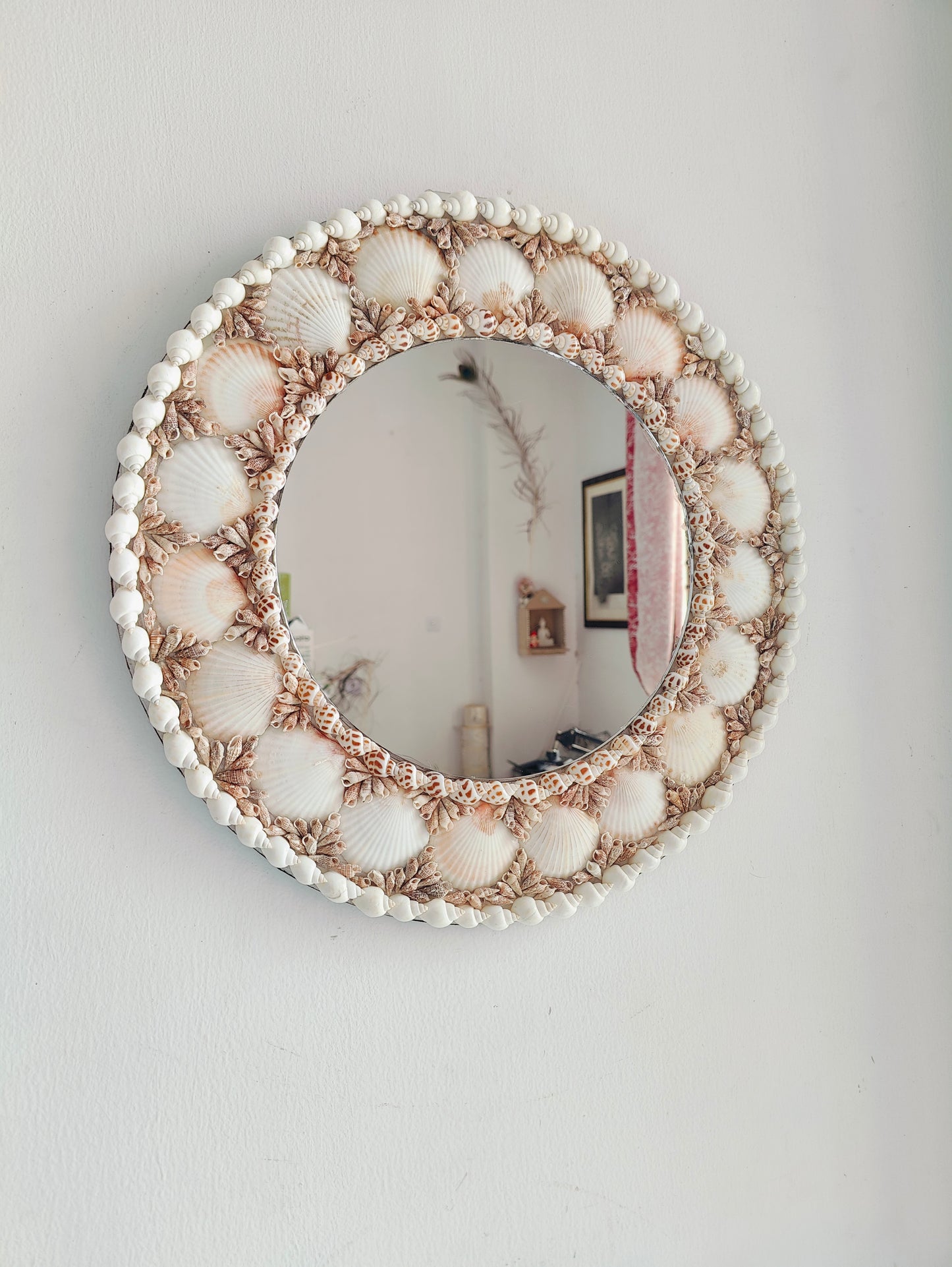 Coastal Charm Handcrafted Shell Mirror – Round Wall Decor 2ft - Shellkrafts
