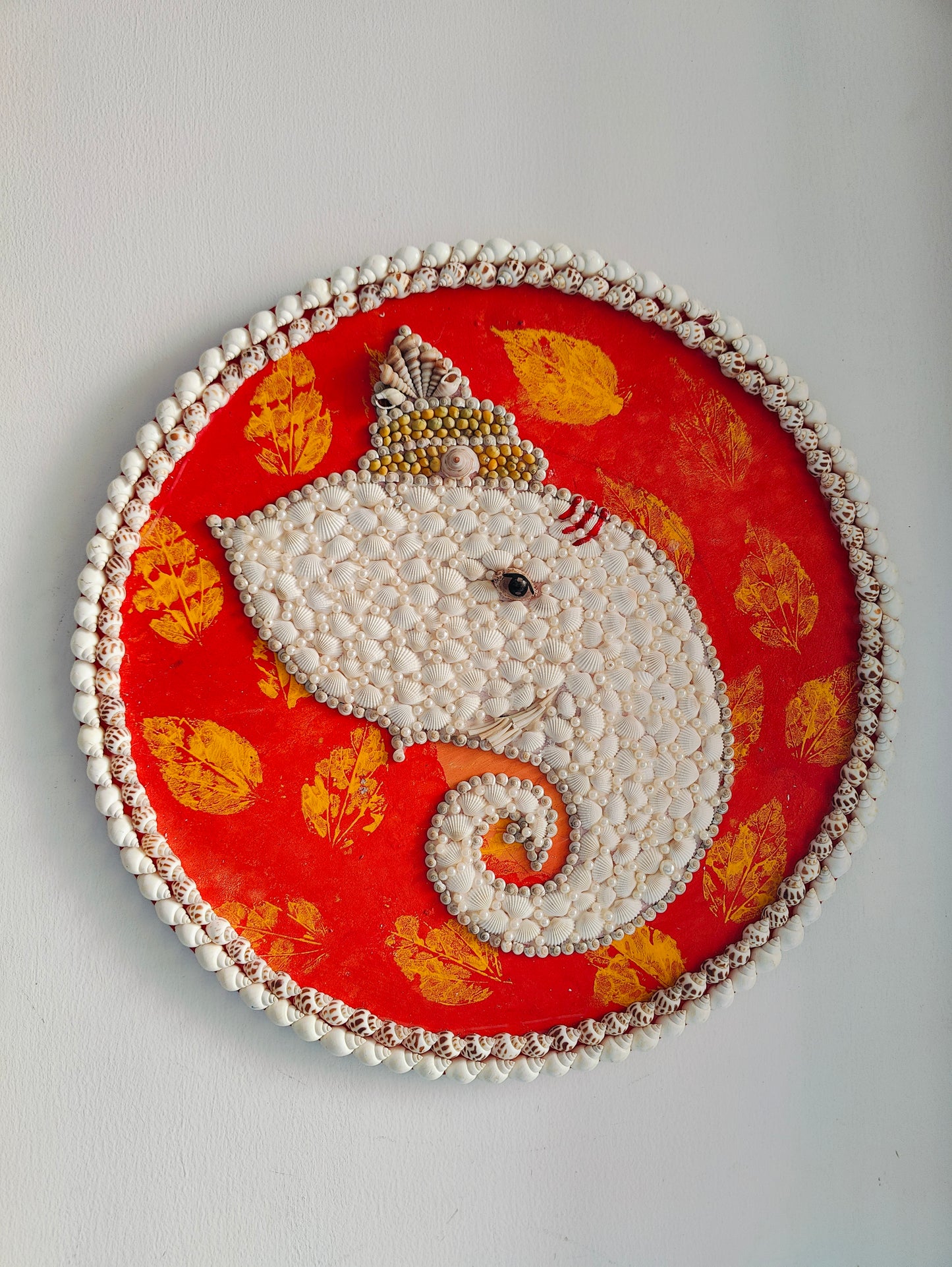 Divine Shell Art – Handcrafted Ganesha Wall Plate Décor 20inch - Shellkrafts