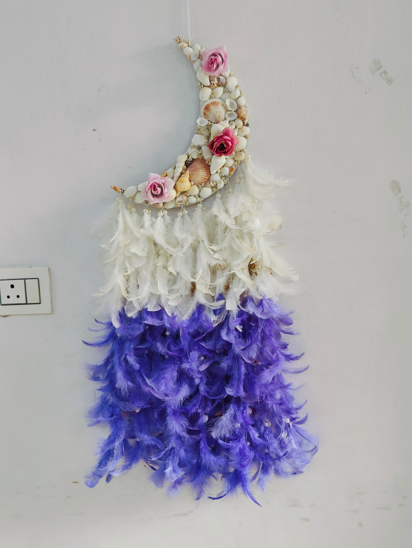 Lavender Bliss Floral Moonlit Dream Catcher 34inch - Shellkrafts