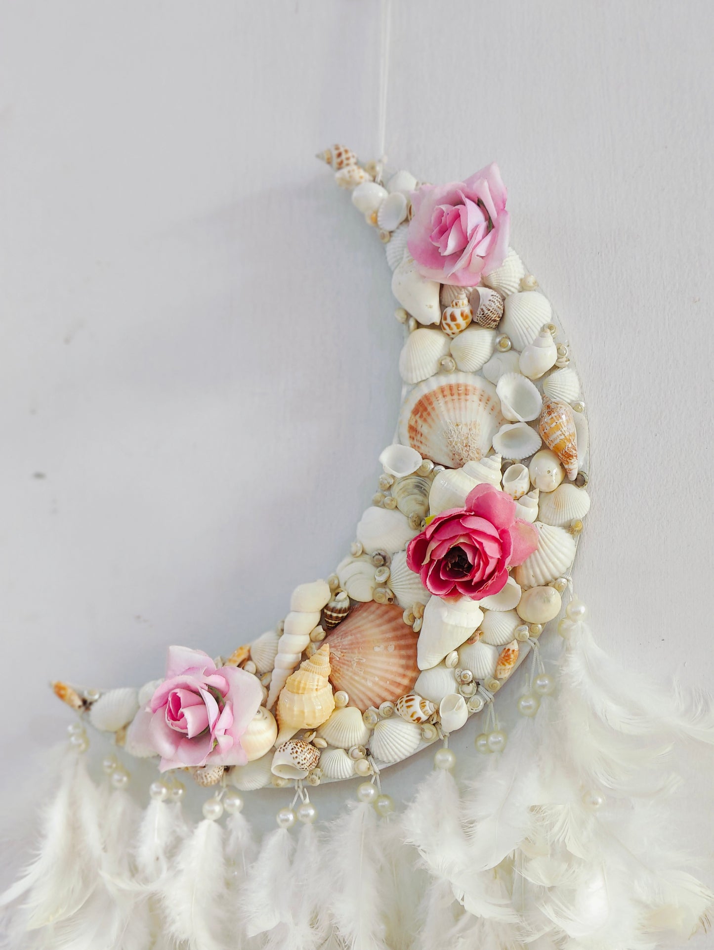 Lavender Bliss Floral Moonlit Dream Catcher 34inch - Shellkrafts