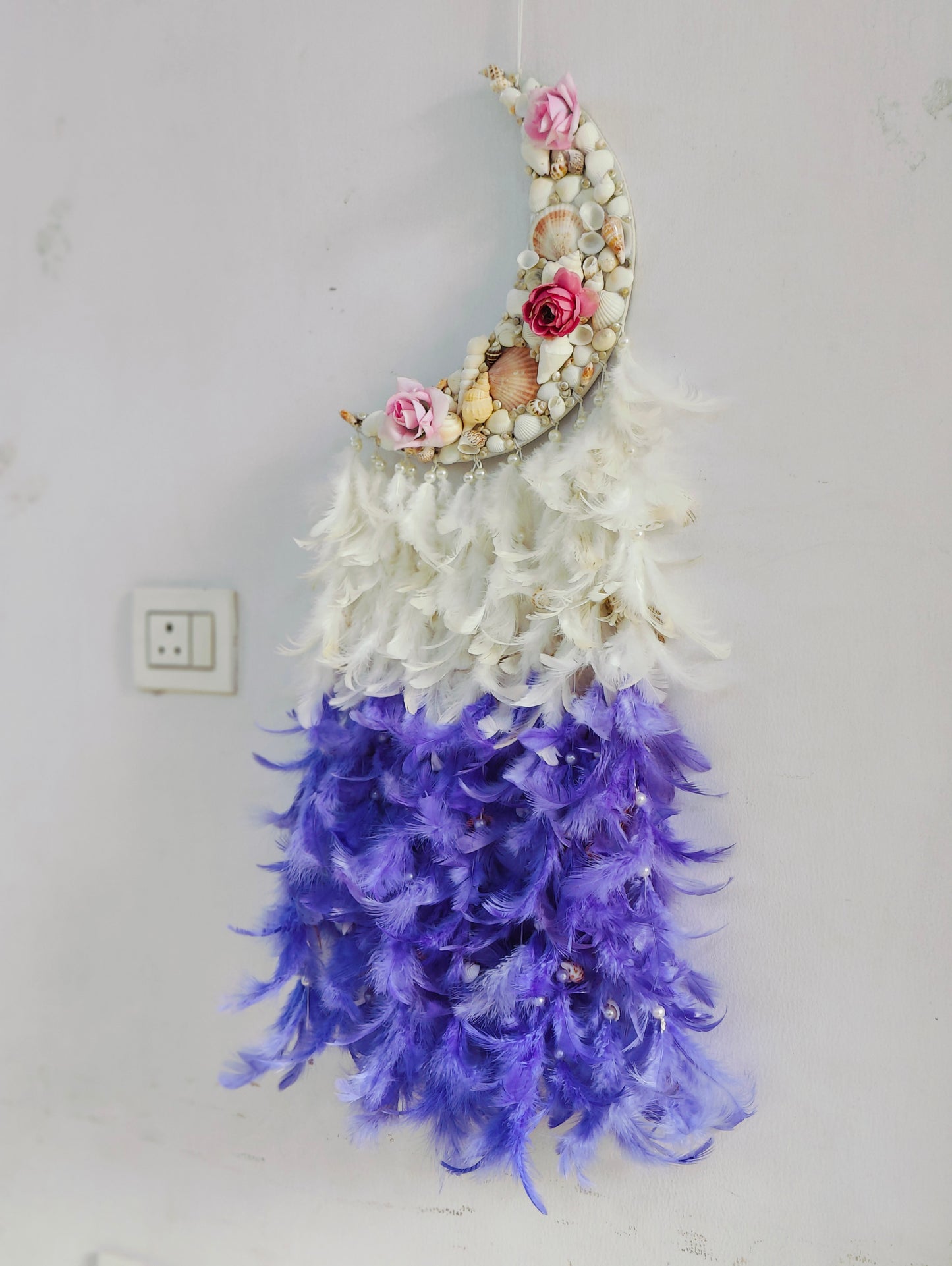 Lavender Bliss Floral Moonlit Dream Catcher 34inch - Shellkrafts